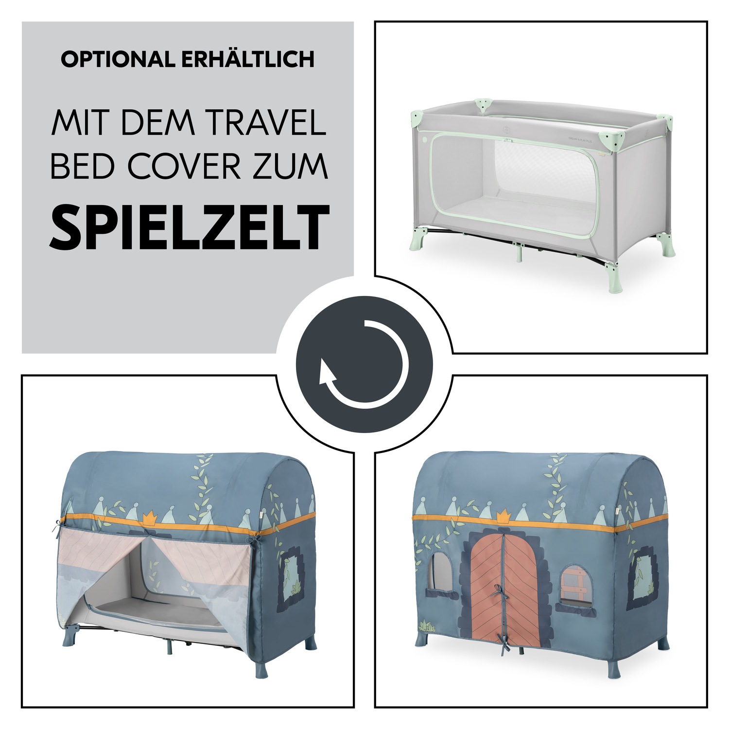 Hauck Baby-Reisebett »Dream N Play Plus, Dusty Mint«, Vorderausstieg