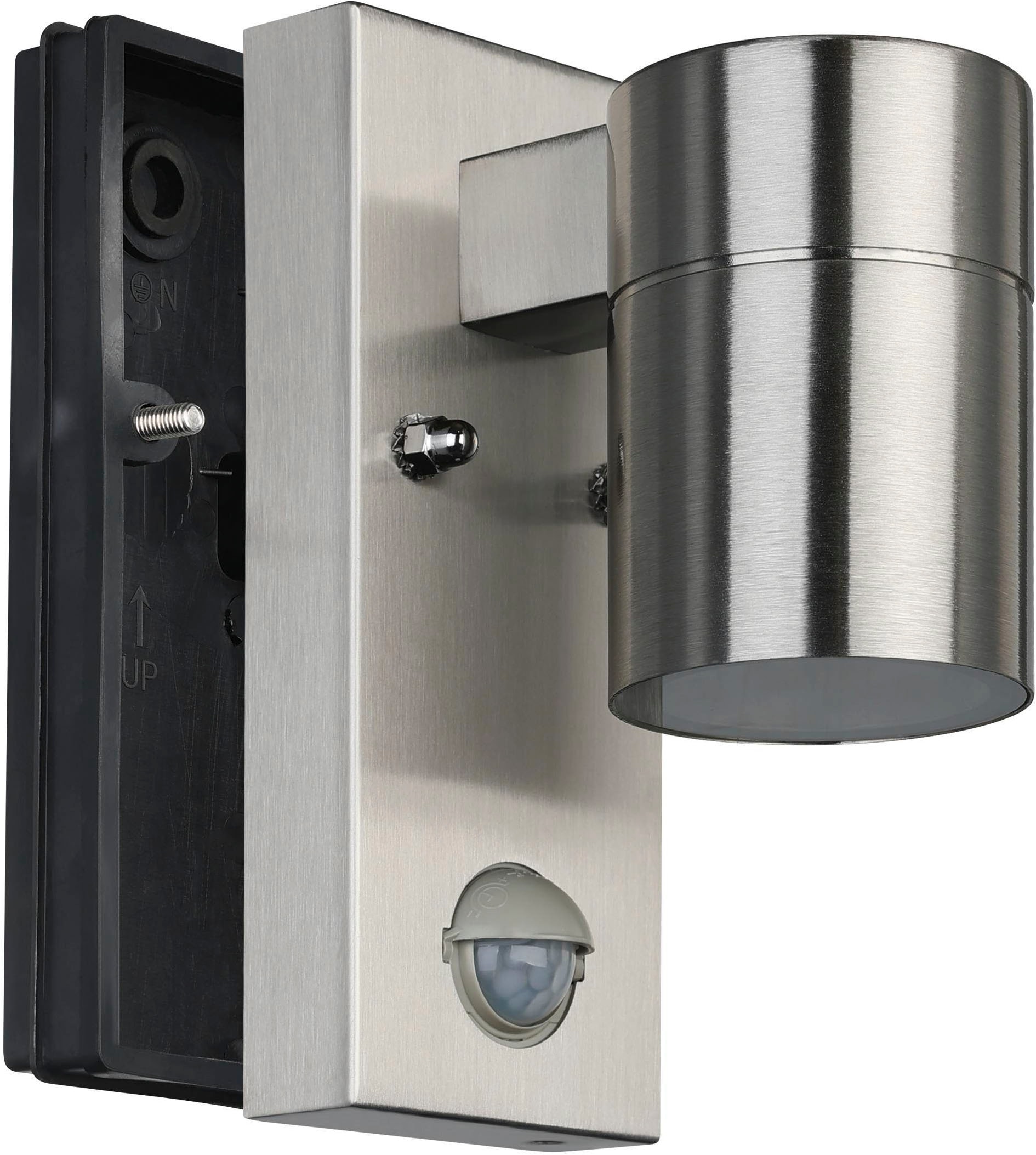 EGLO Wandleuchte »Riga 5 Außen-Wandlampe, Außenleuchte, Deckenleuchte, GU10, IP44, Lampe« GU10 1 Stk. Wand-/Deckenleuchte - L6,5 x H16,5 x AL11cm - edelstahl - 1X2,8W inkl.