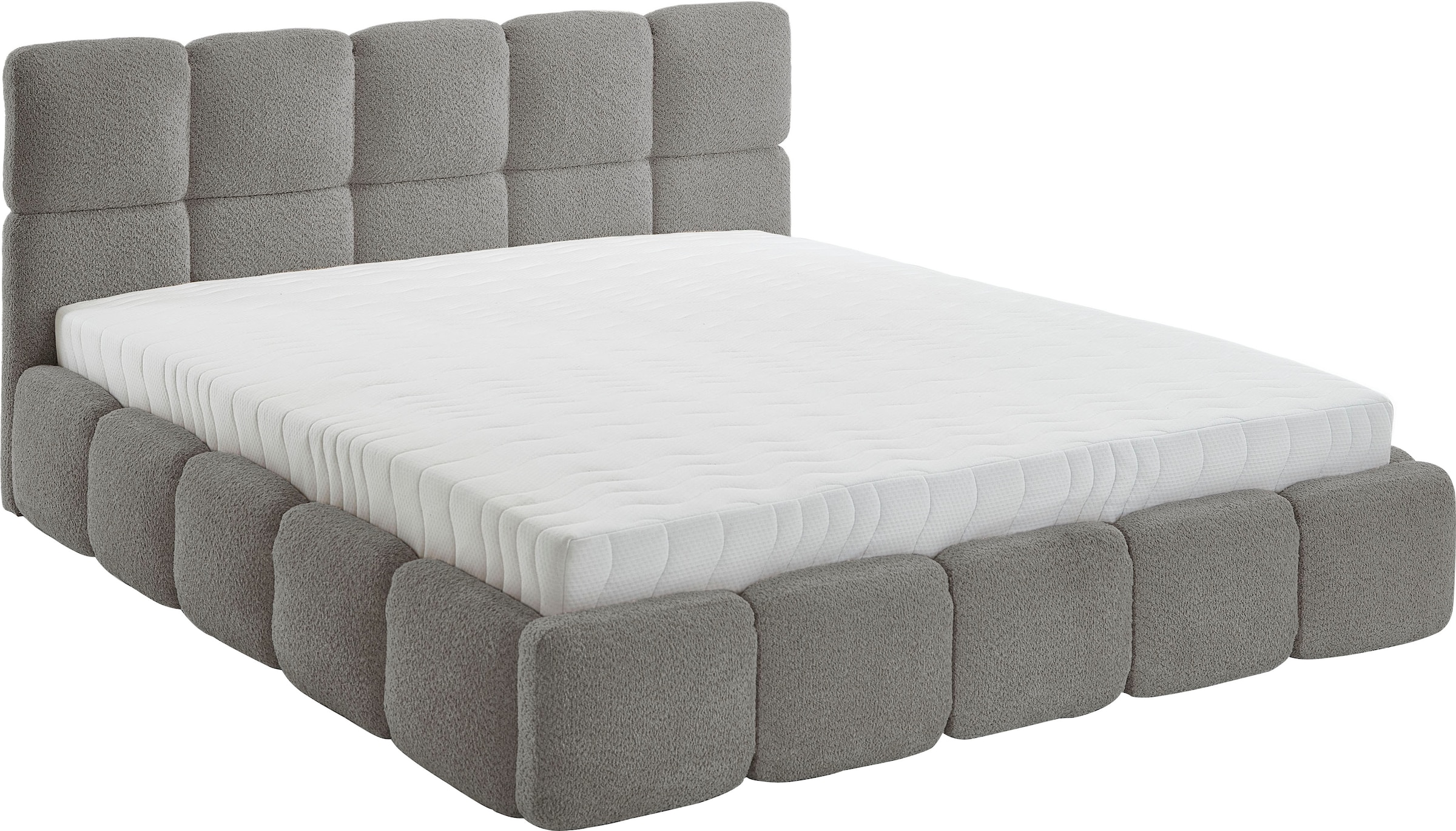 ATLANTIC home collection Polsterbett »"Jane" mit großen Stauraum«, luxurious gepolstertes Kopfteil und Rahmen, Bezug mit Bouclécharakter