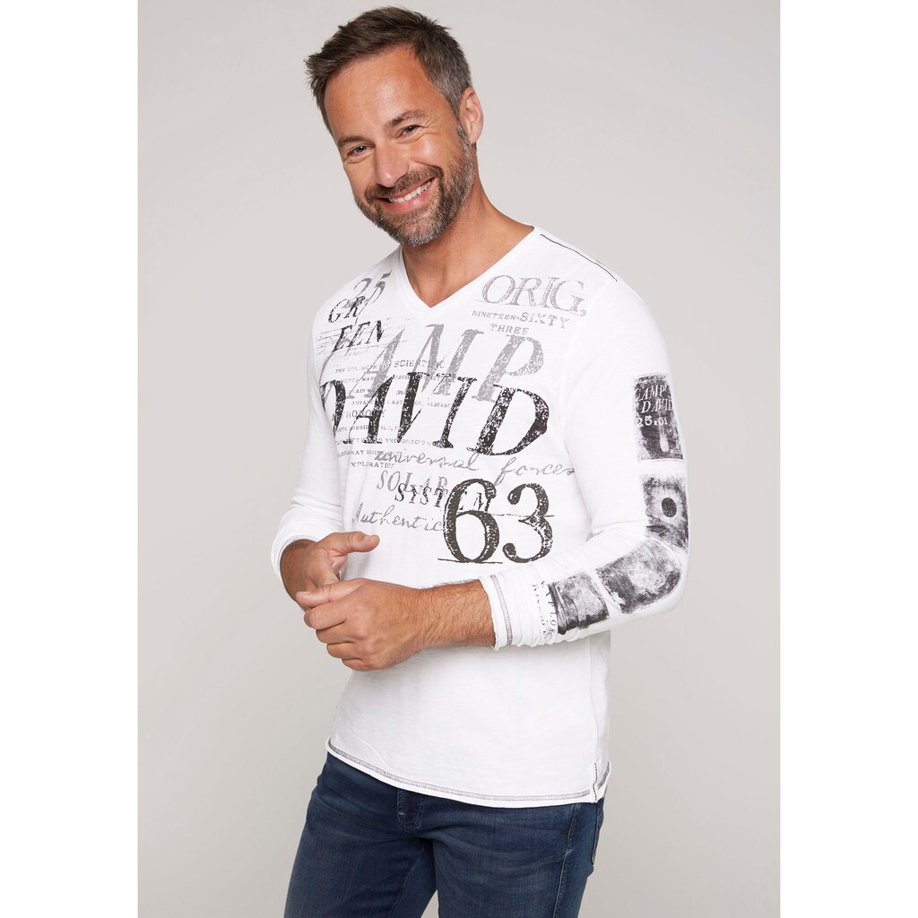 CAMP DAVID Langarmshirt, mit Logodruck