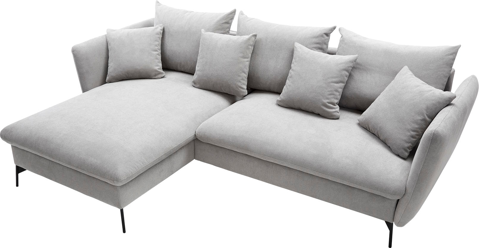 andas Ecksofa »LIVORNO,258 cm, L-Form,«, Schlaffunktion u. Bettkasten (139/224cm), Samt, Struktur, Webstoff