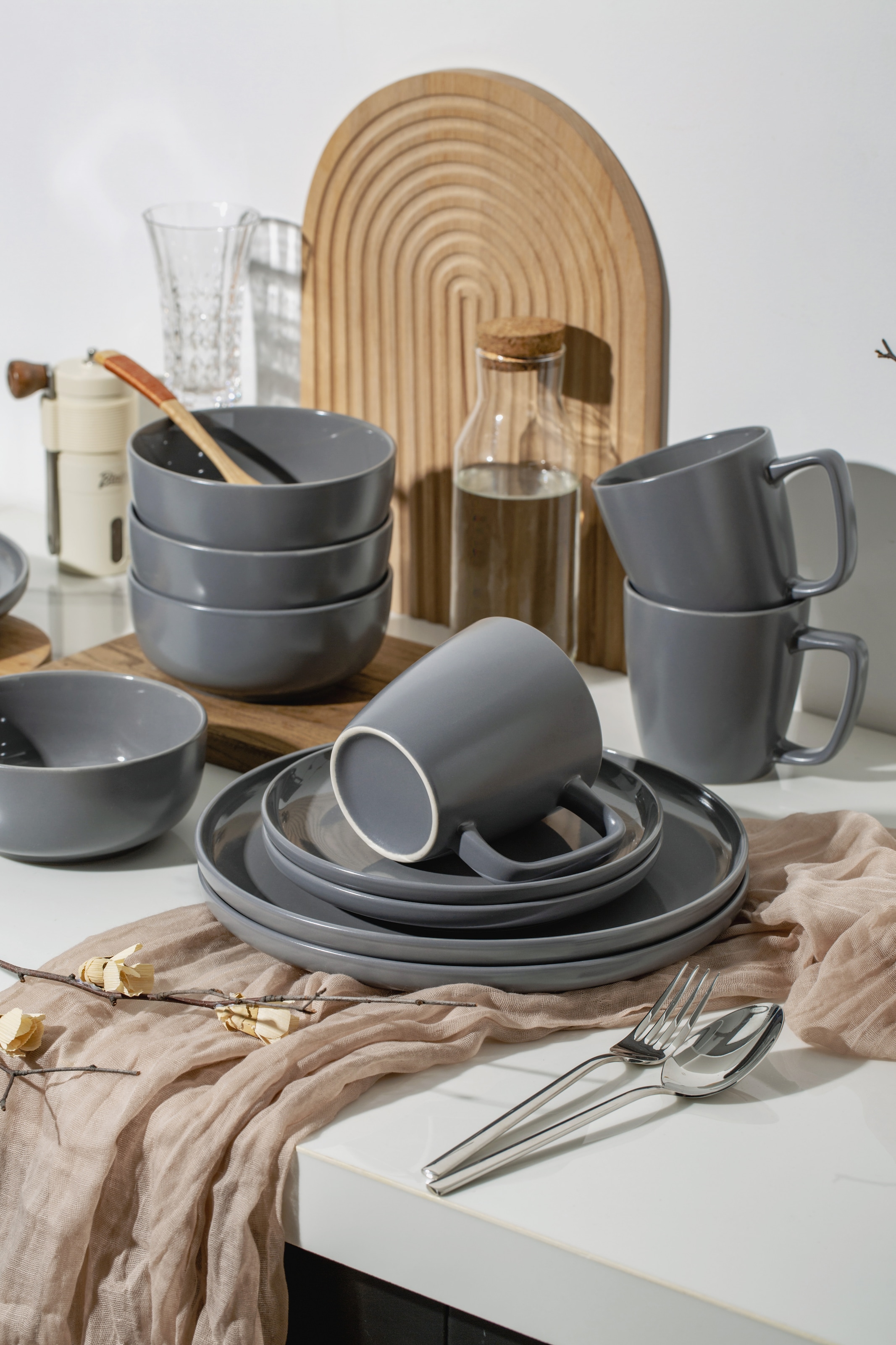 my home Geschirr-Set »Timula, außen matt, innen glänzend« spülmaschinenfest und mikrowellengeeignet