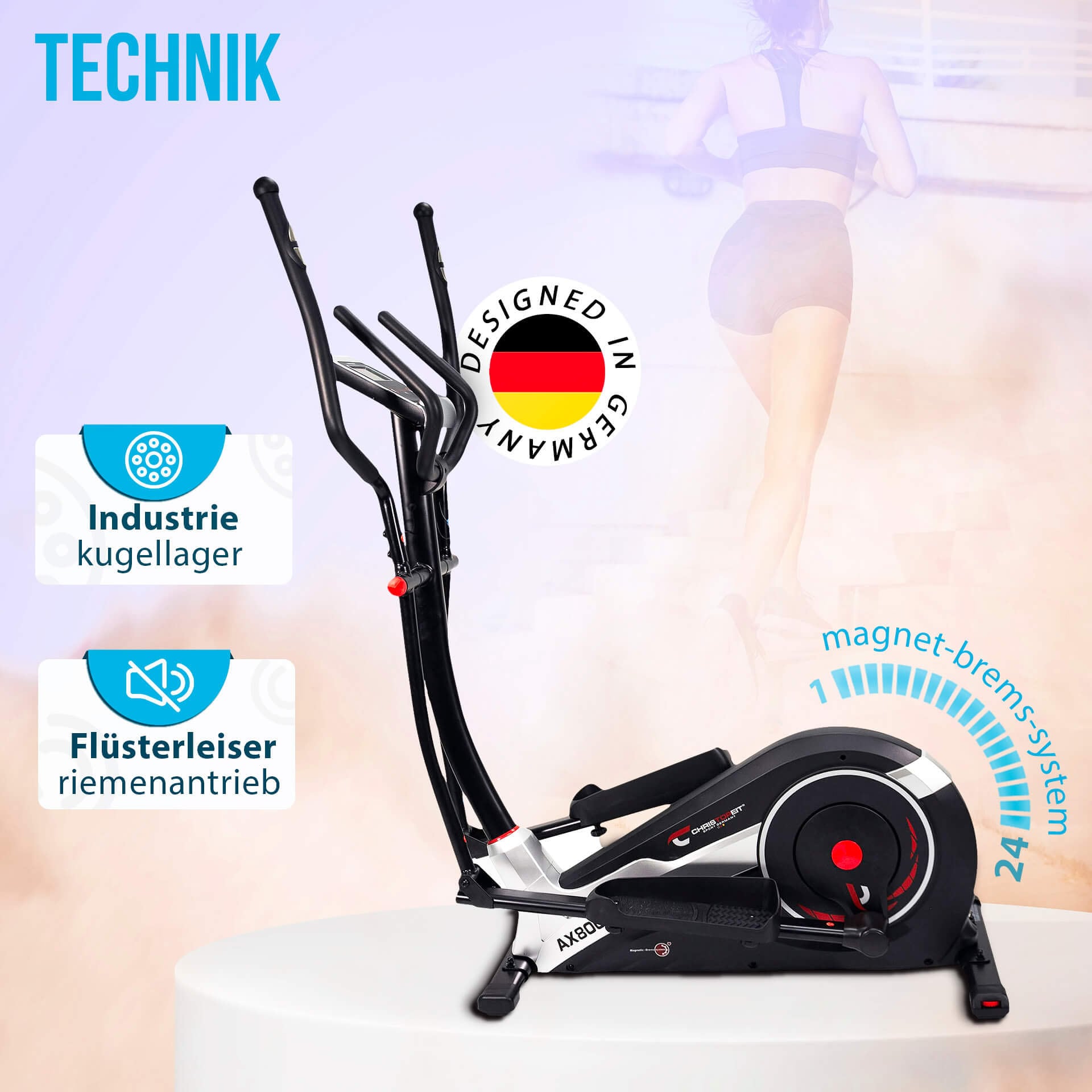 Christopeit Sport® Crosstrainer-Ergometer »AX 8000 inkl. Pulsgurt«, Schwungmasse ca. 8 kg, 24 Widerstandsstufen