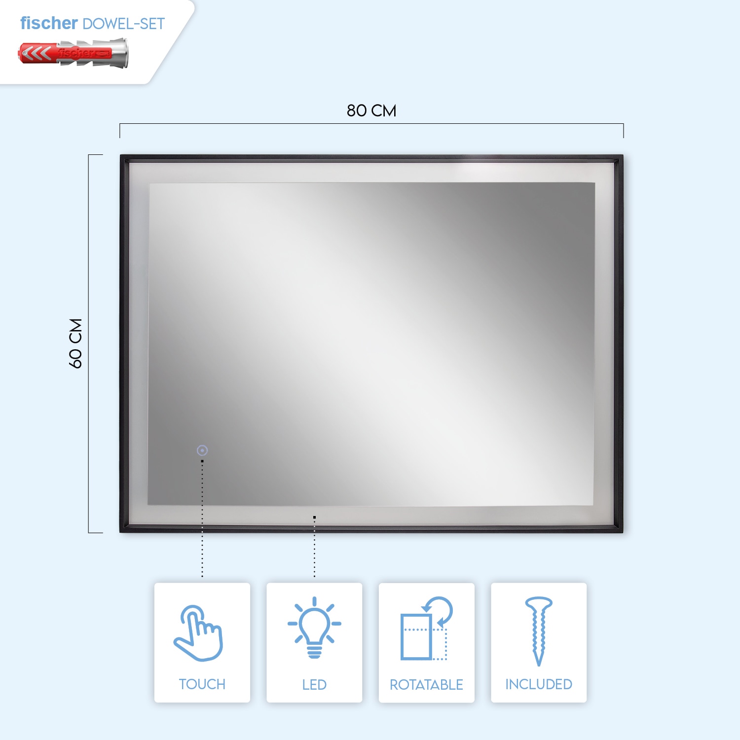 Paco Home im Badspiegel Backlight LED Spiegel Online IP44 Beleuchteter OTTO Touch- »JENNY«, bestellen Rechteckig Shop Wandleuchte