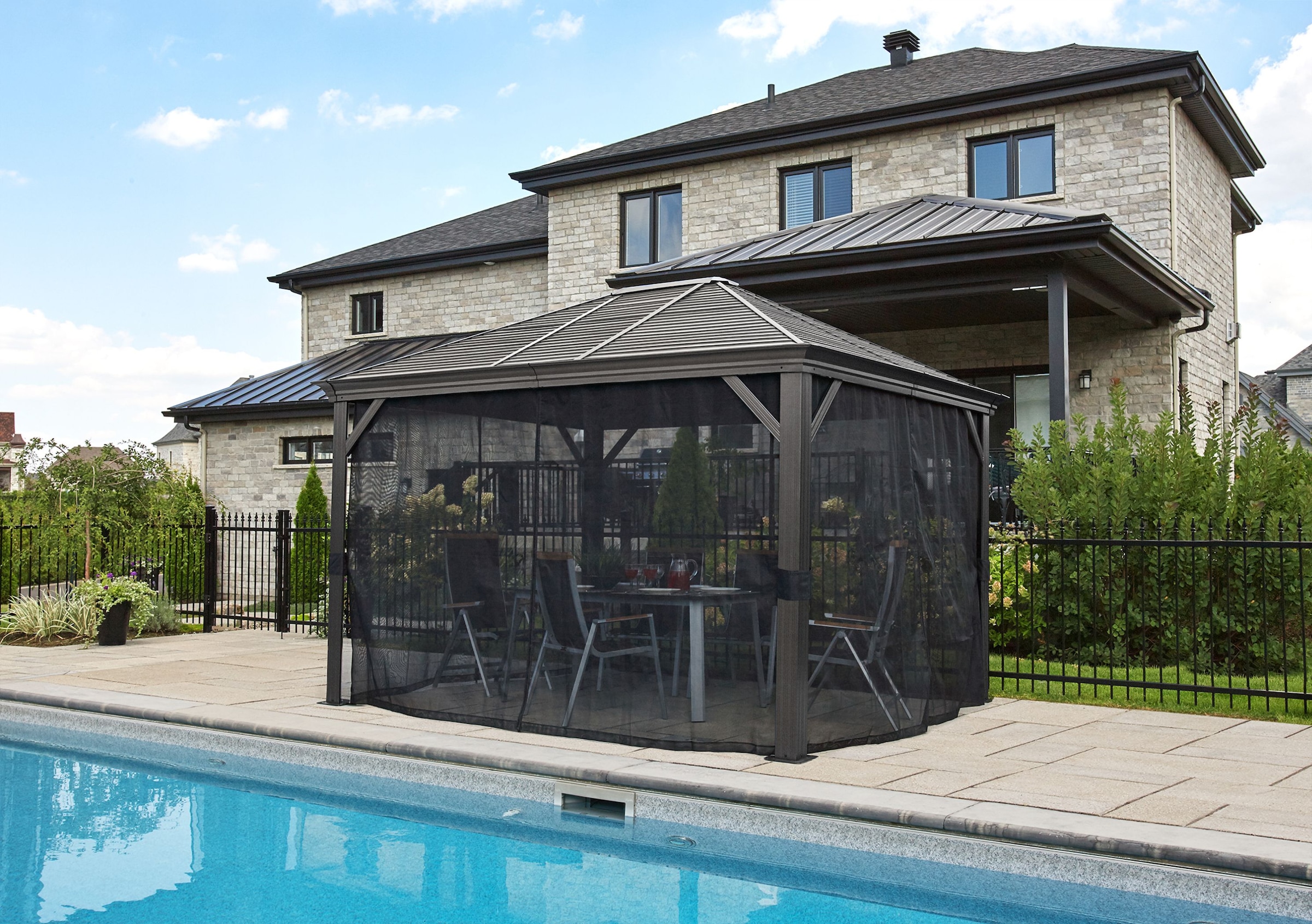 Sojag Pavillon »Mykonos« mit Stahldach und Moskitonetzen, winterfest