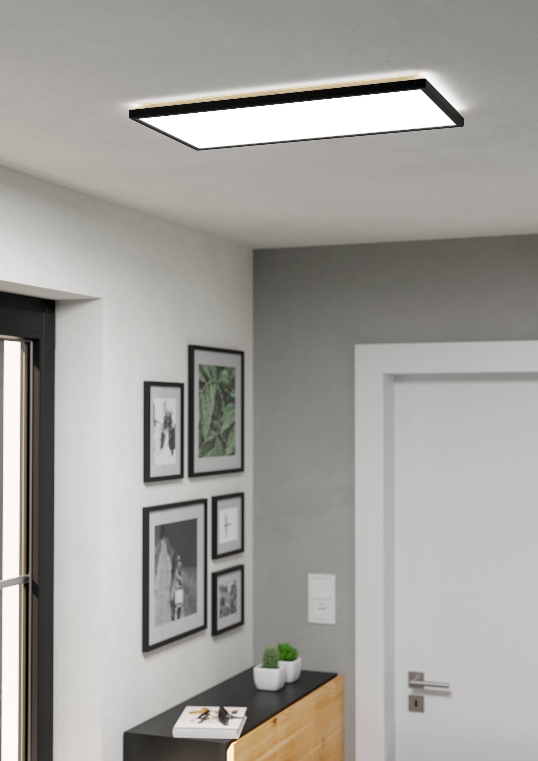 EGLO Deckenleuchte »Rovito Deckenlampe, Deckenbeluchtung, Badlampe Decke, Kunststoff, IP44« LED-Modul 1 Stk. Kaltweiß | Neutralweiß | Warmweiß Wand-/Deckenleuchte - L57 x B30 x H3 cm - schwarz - 17,2W inkl.