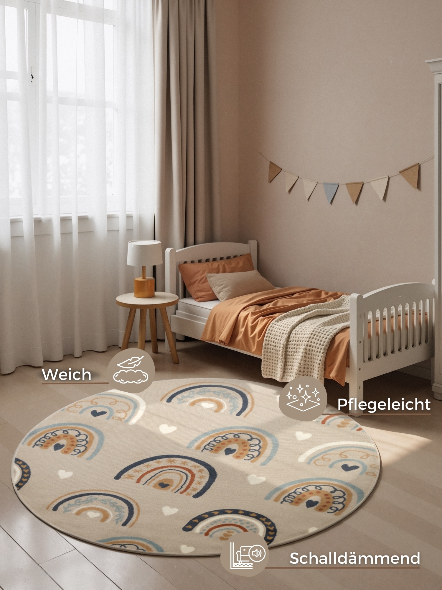HANSE Home Kinderteppich »Bowie« rund 10 mm Höhe Pflegeleicht, Weich, Kinderzimmer, Spielteppich, Spielunterlage