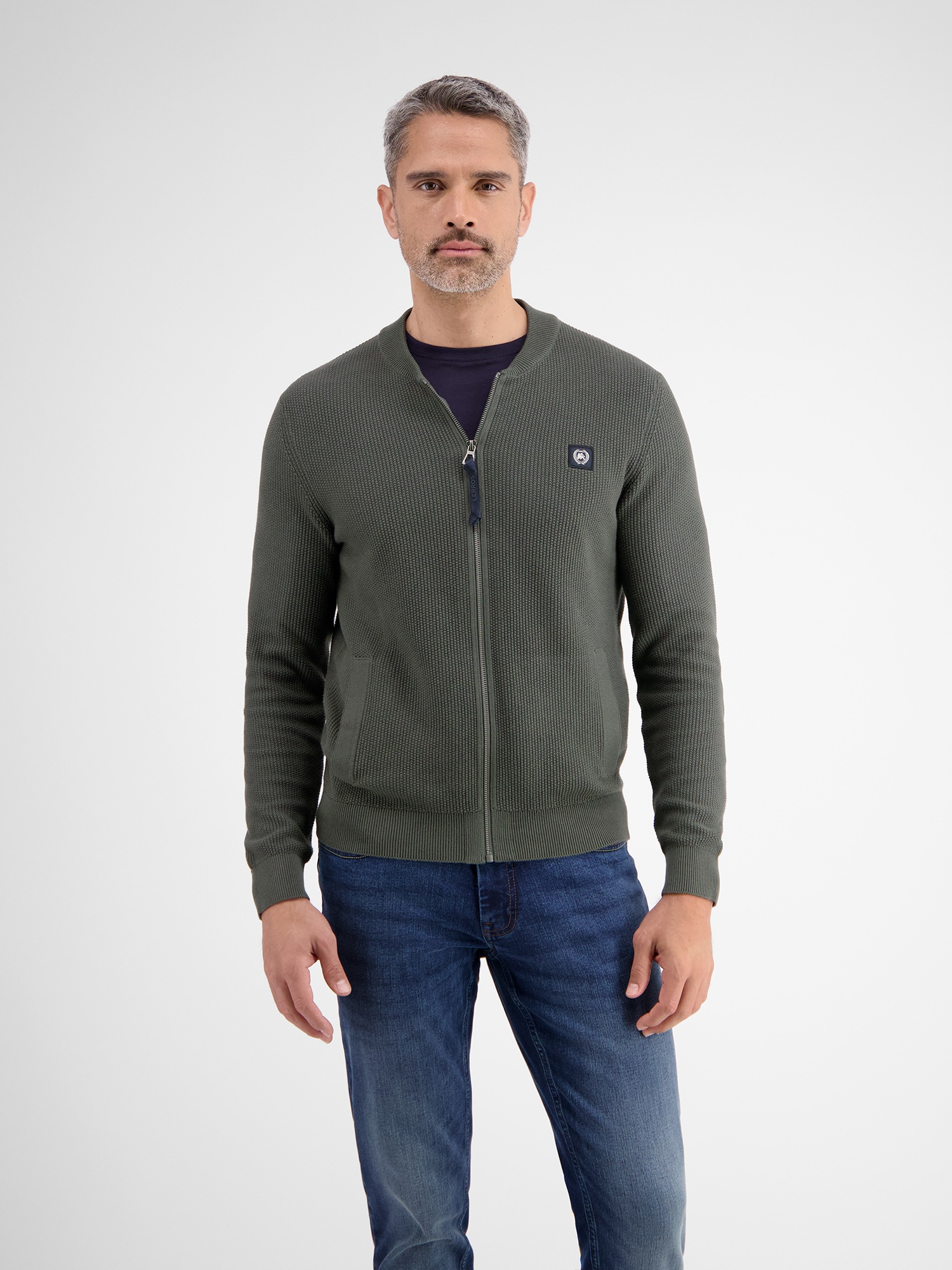 LERROS Strickjacke »LERROS Strickjacke im College-Stil, flachgestrickt«