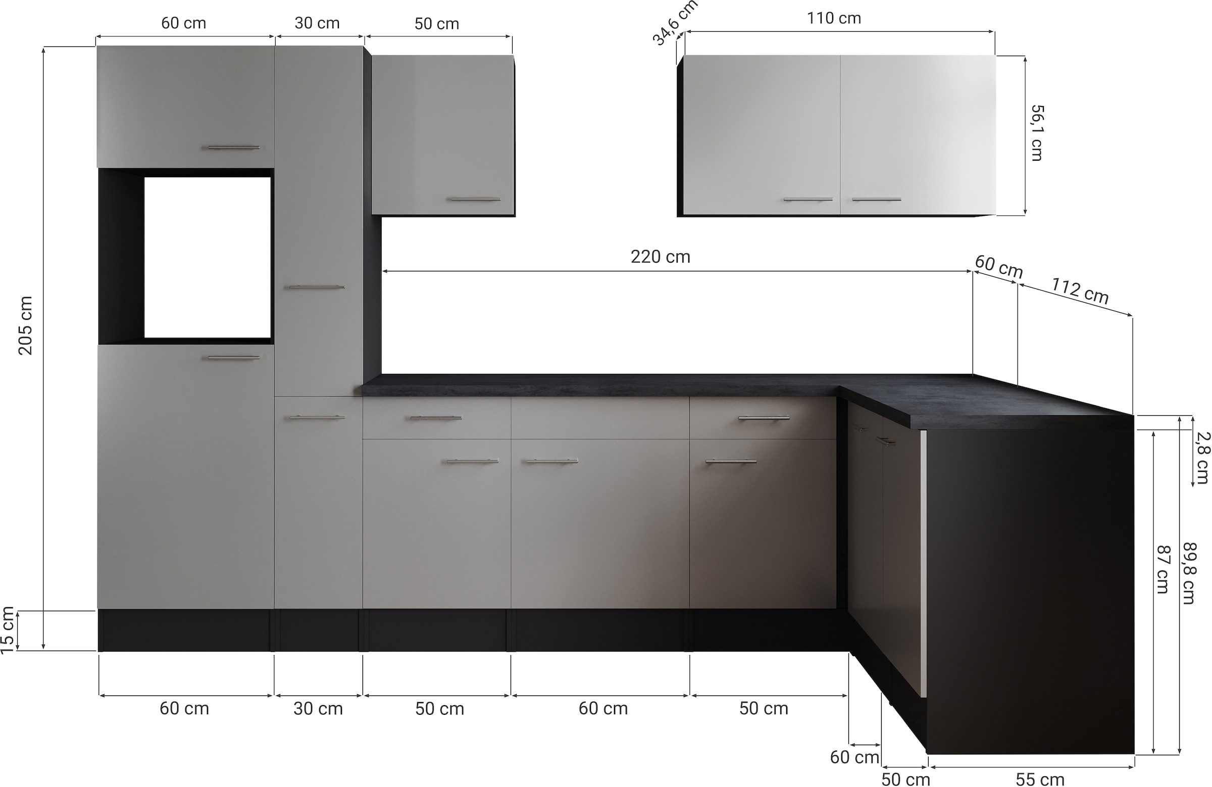 RESPEKTA Winkelküche »Oliver« Breite 310 cm, 90 cm Arbeitshöhe, in exklusiver Konfiguration für OTTO