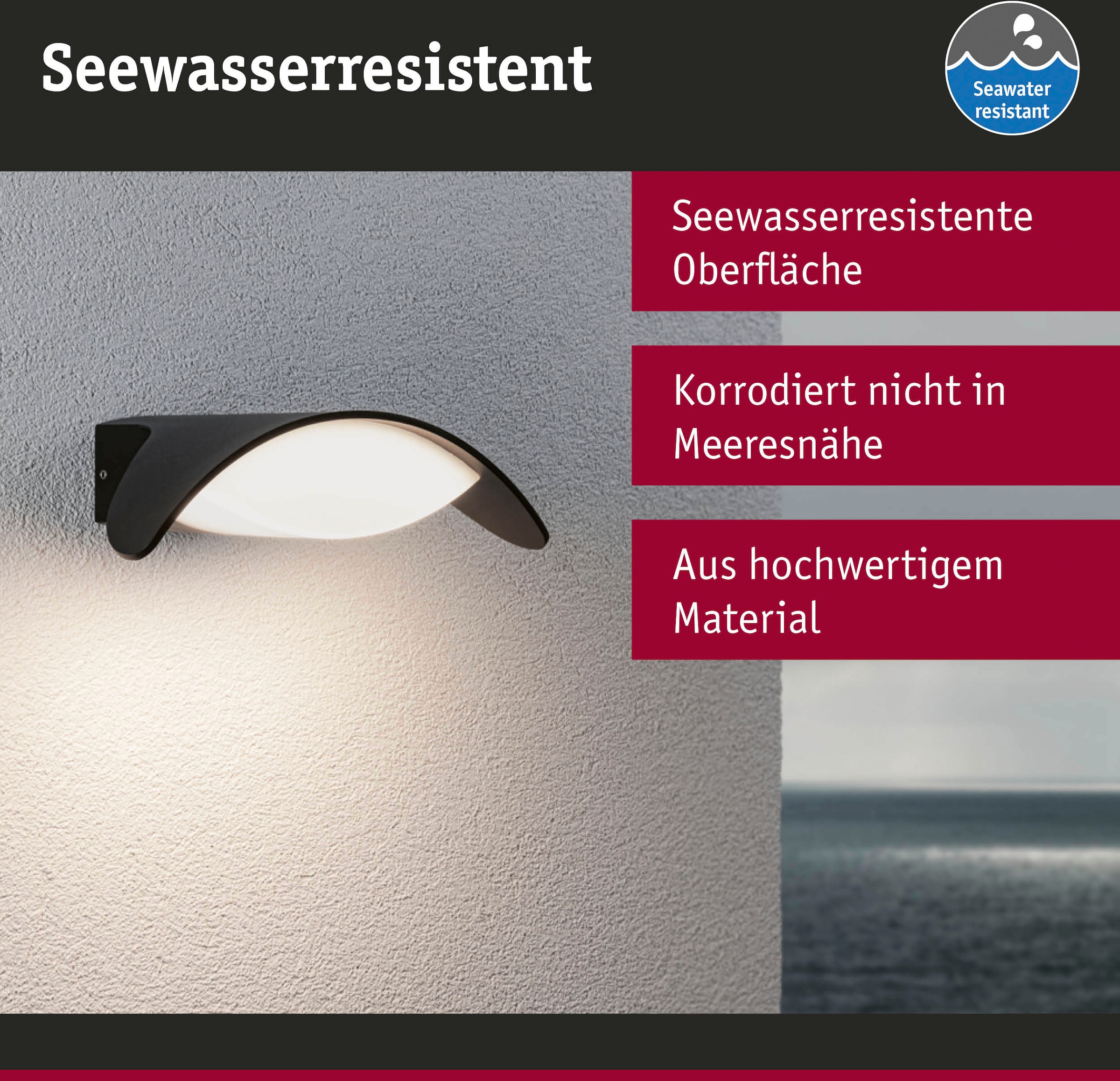 Paulmann LED Außen-Wandleuchte »Outdoor 230V Mesana IP44 anthrazit«, 1 flammig, IP44