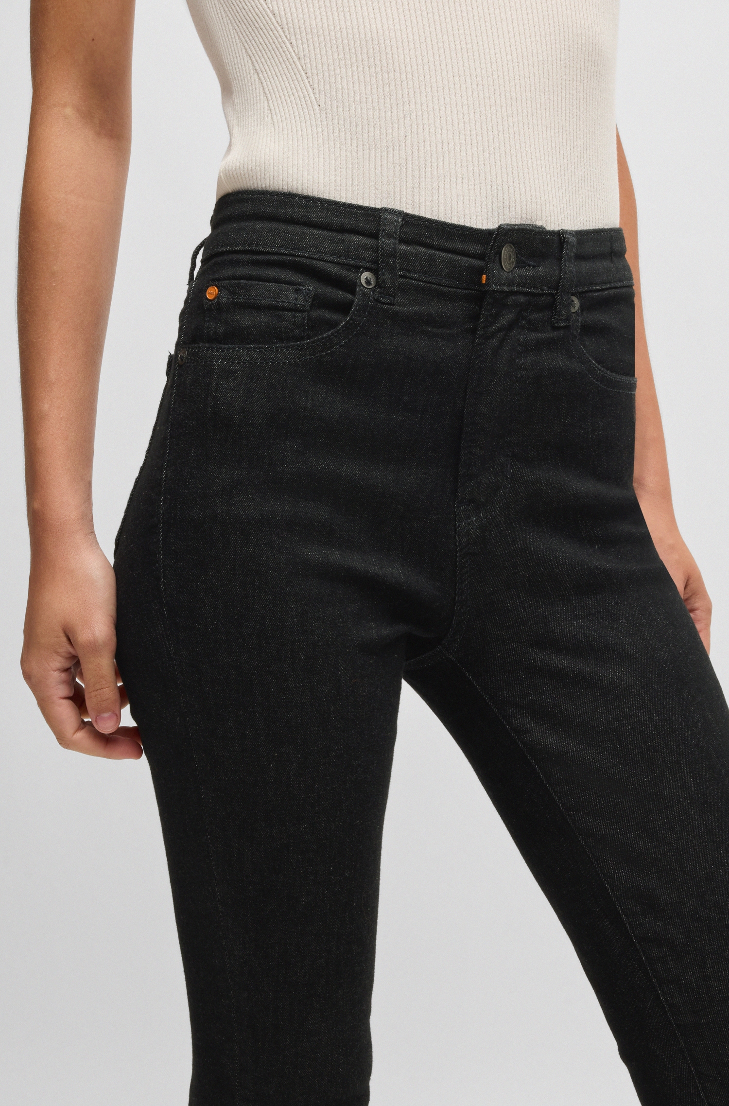 BOSS ORANGE Slim-fit-Jeans »Maye High Rise Slim Premium Damenmode«, mit BOSS Leder-Badge