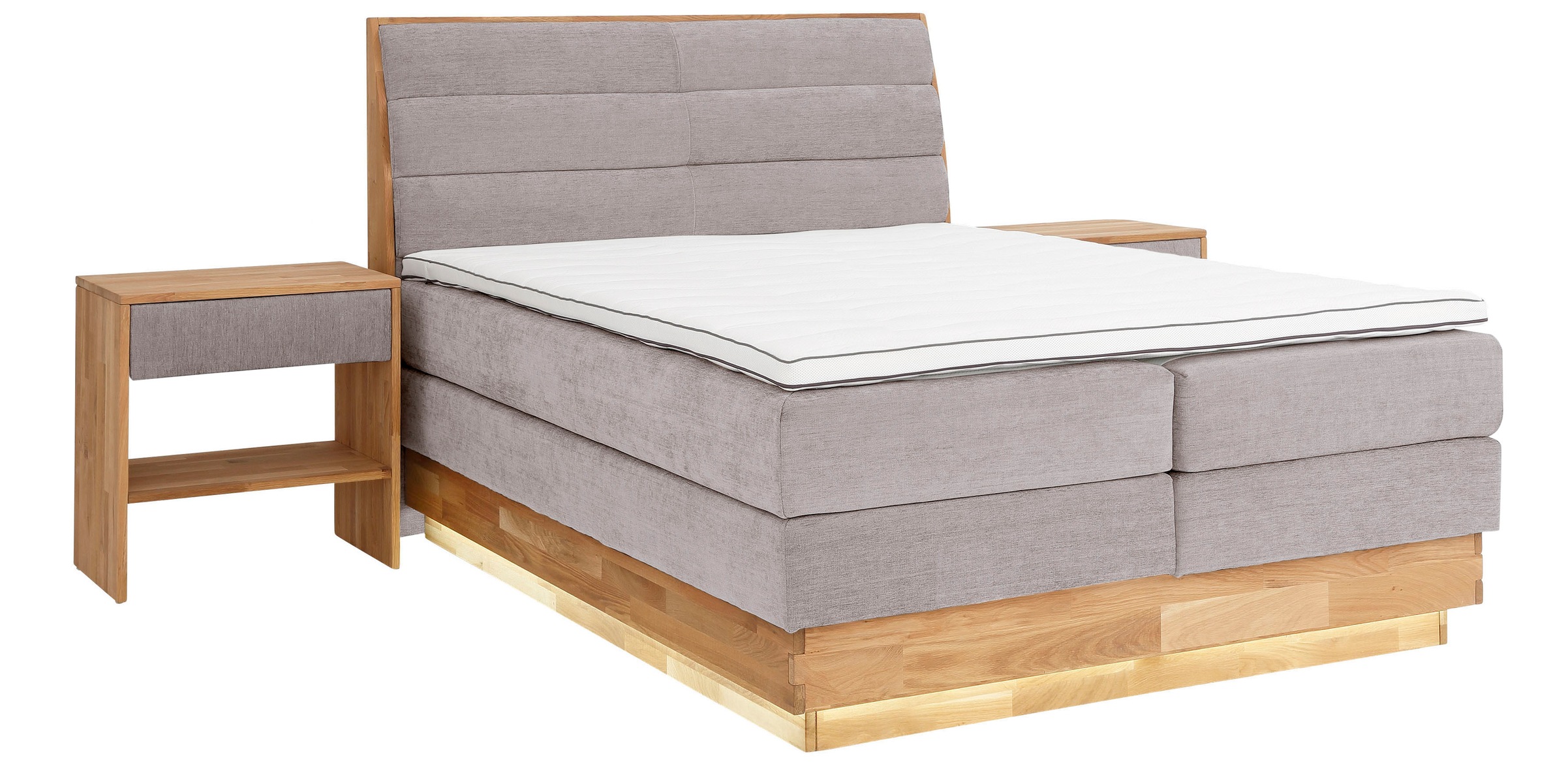 OTTO home Boxspringbett »JENNA in verschiedenen Farben und Breiten erhältlich« LED-Beleuchtung, mit zertifizierten, recycelten Bezugsstoffen