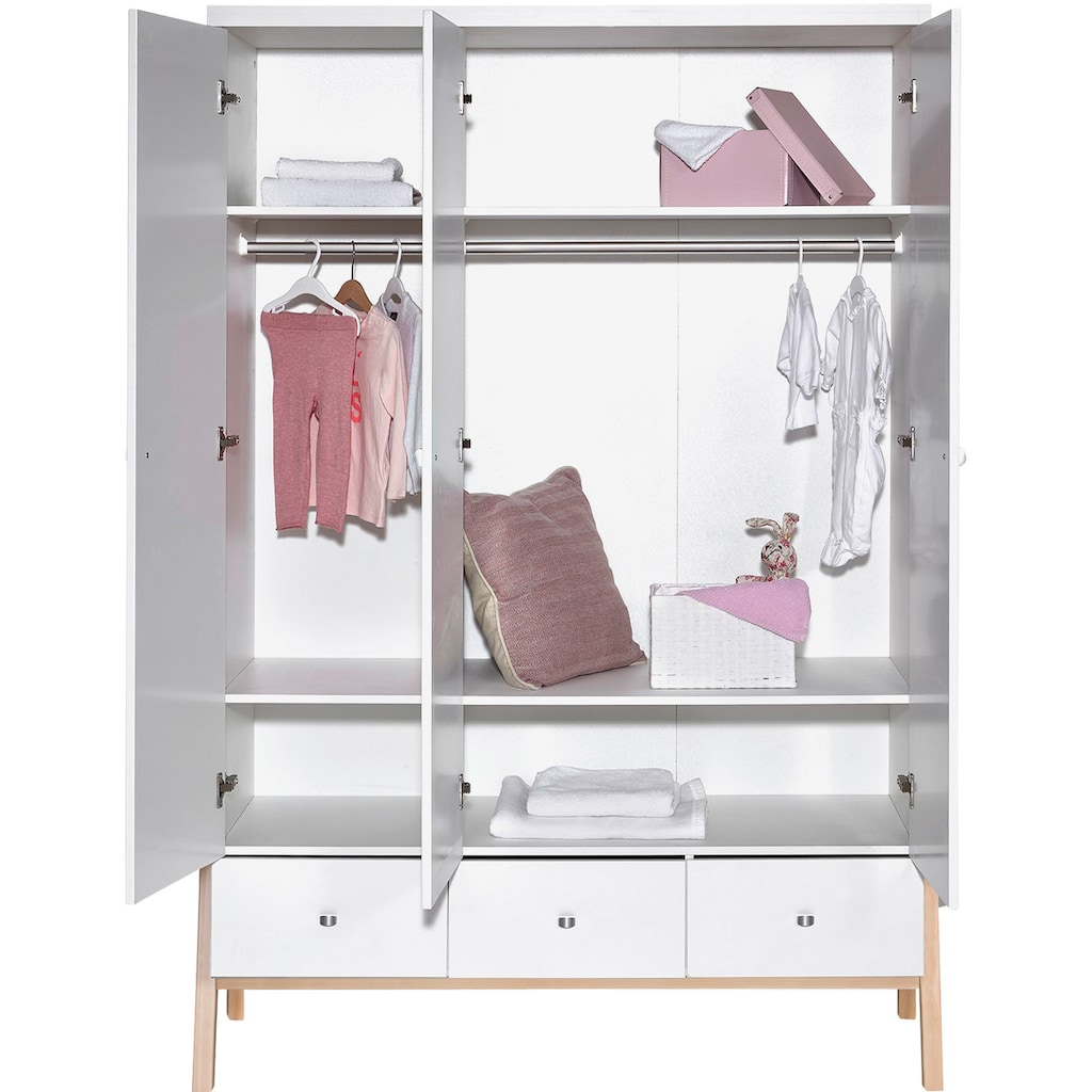 Schardt Babyzimmer-Komplettset »Holly Nature«, (Set, 3 St., Kinderbett, Kleiderschrank, Wickelkommode)