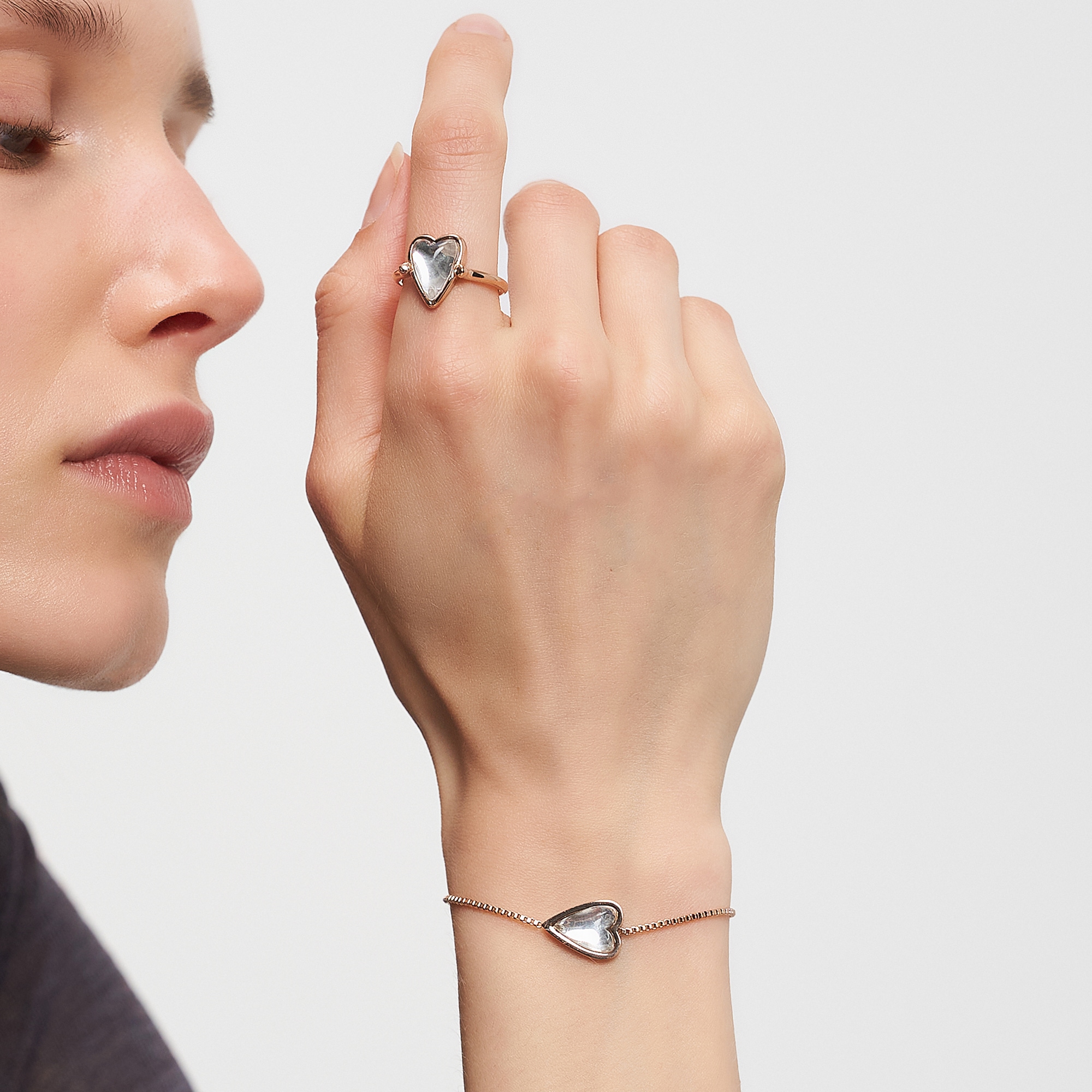 Liebeskind Berlin Fingerring »Schmuck Geschenk Glass Heart Ring« mit Glasstein