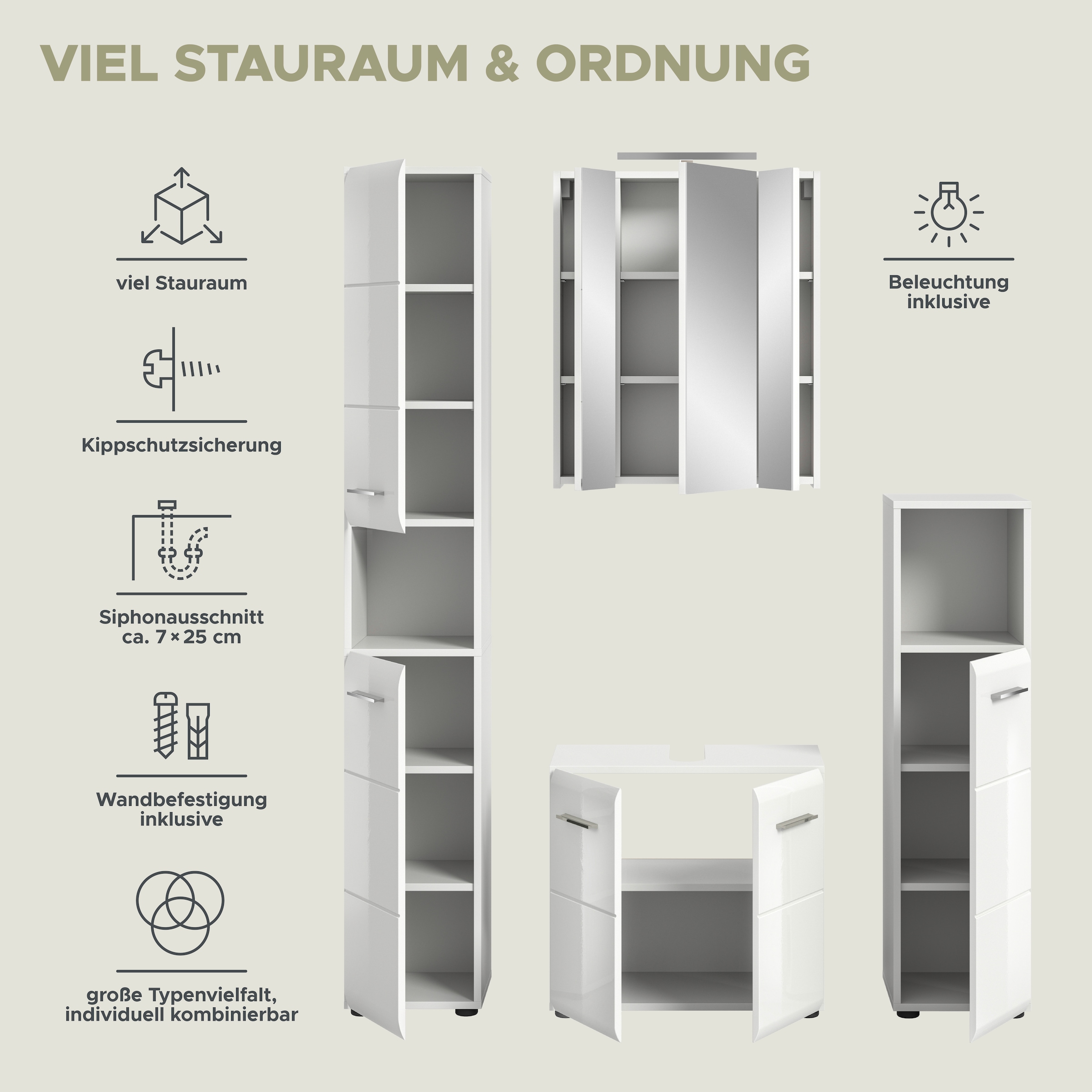 welltime Badezimmer-Set Set, 5 Stk. tlg.