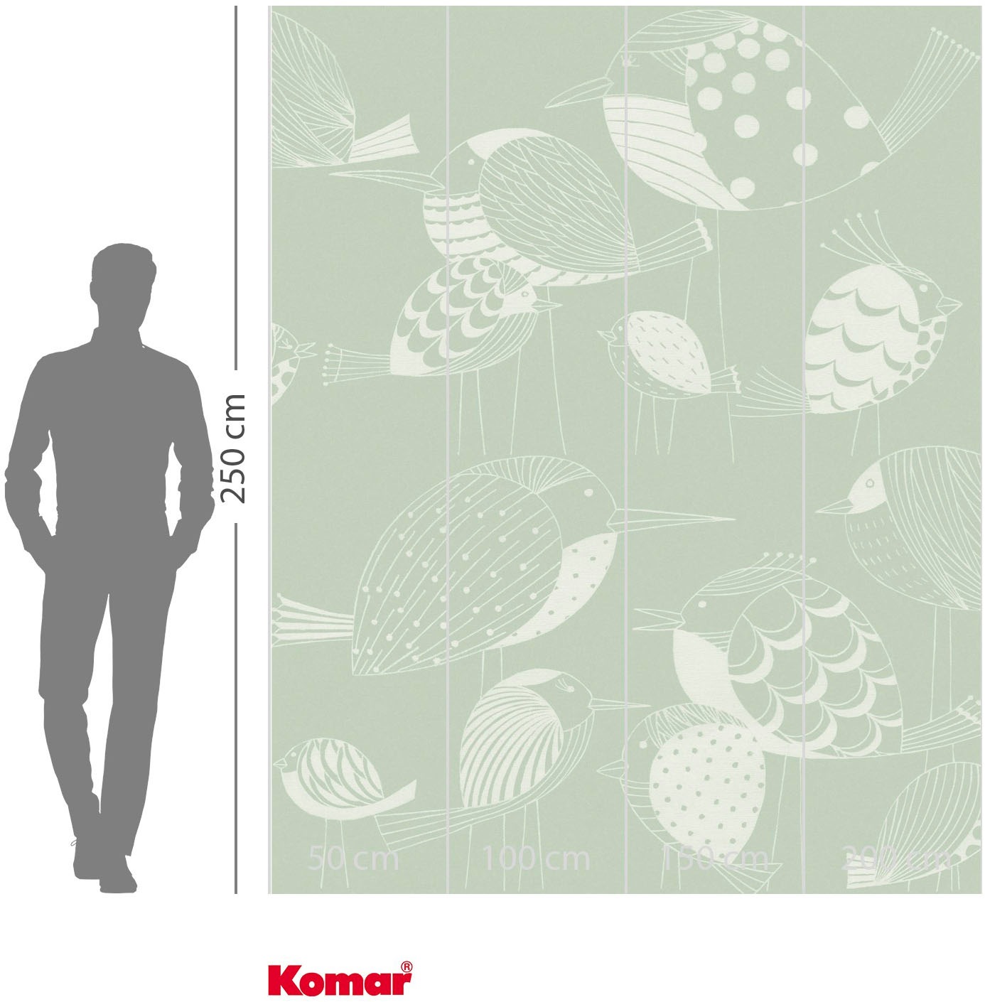 Komar Fototapete »Vlies Fototapete - Naive Birds - Größe 200 x 250 cm« Motiv | bedruckt glatt