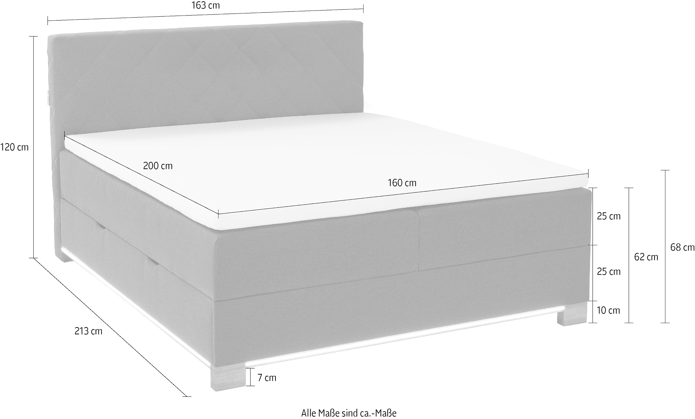 meise.möbel Boxspringbett »Messina«, inkl. Bettkasten, LED-Beleuchtung und Topper