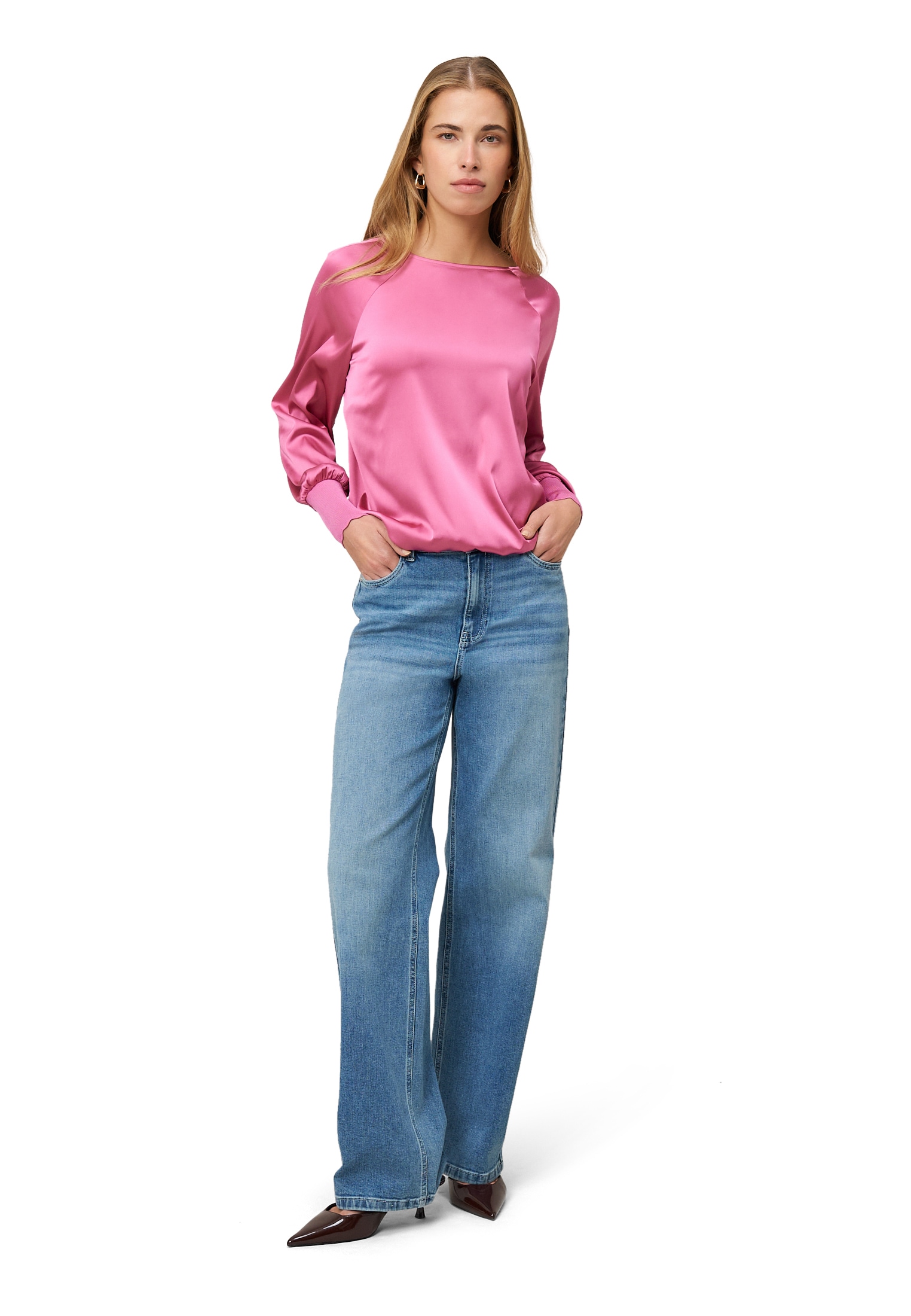 Zero Satinbluse »Satinbluse mit Strickbündchen«