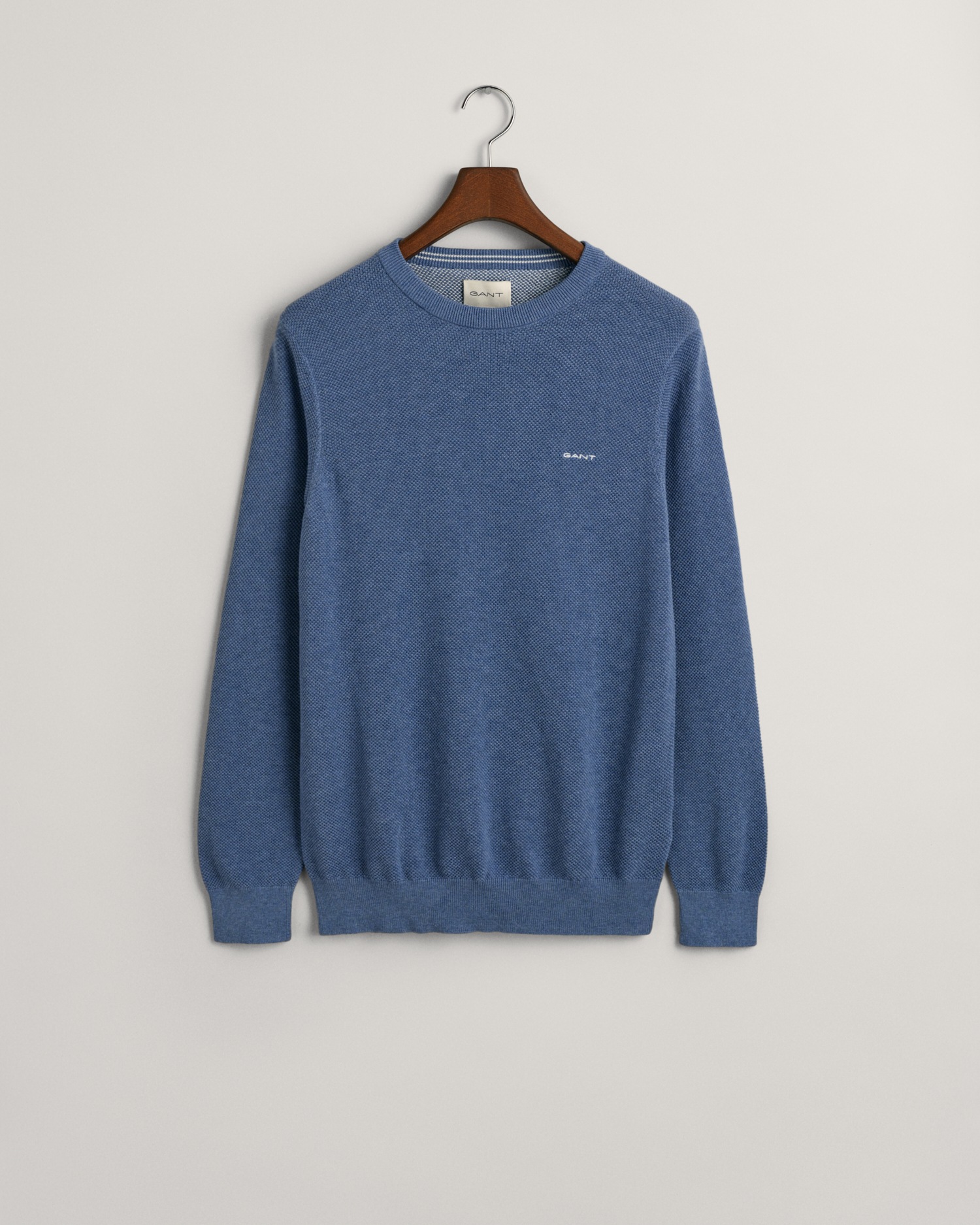 Gant Rundhalspullover »COTTON PIQUE C-NECK«, mit Logostickerei auf der Brust