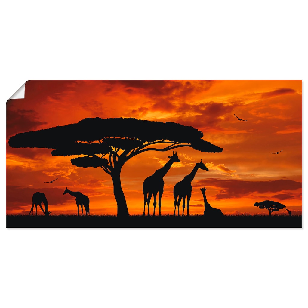 Artland Wandbild »Herde von Giraffen im Sonnenuntergang«, Wildtiere, (1 St.)