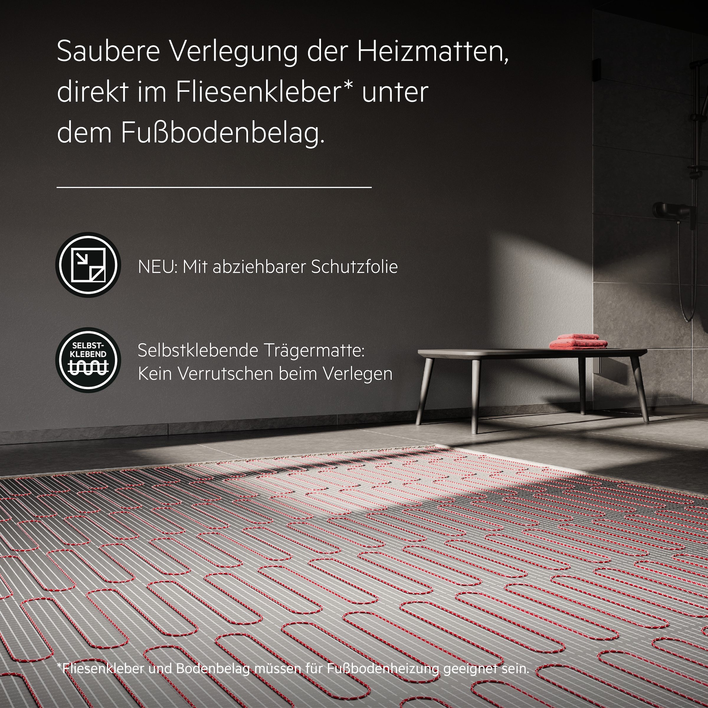AEG Haustechnik Fußbodenheizung »Turbo Thermo Boden »TBS TC 200/4 Set Plus«« Elektrische Fußbodenheizung, Komplettset 4 m², 200 W/m²