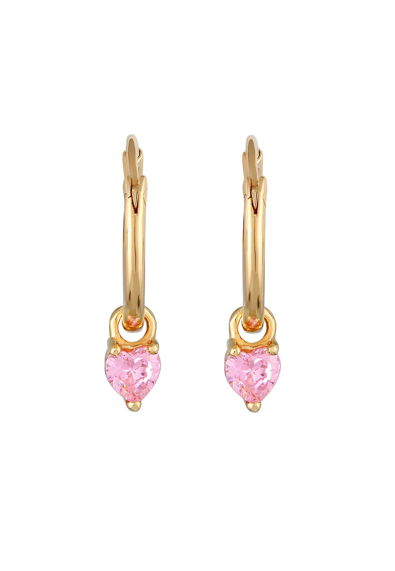 Elli Paar Creolen »Ohrringe Creolen Herz Zirkonia Rosa 925 Silber«