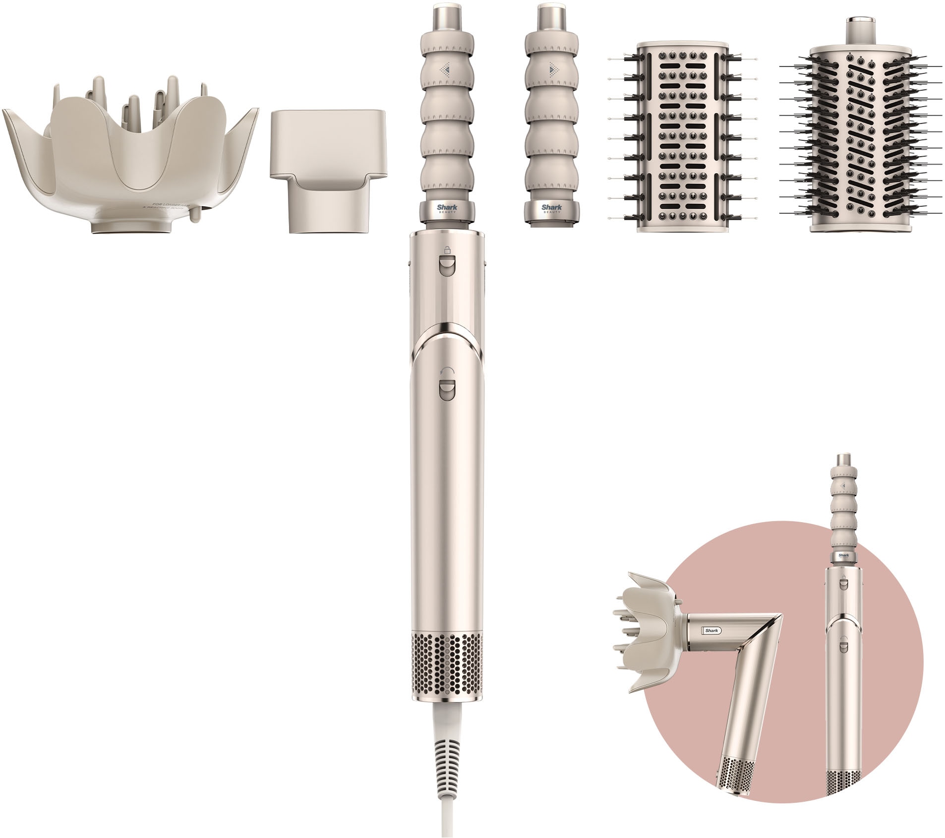 Shark Multihaarstyler »FlexStyle 5-in-1 Haarstyler und -trockner - Stone HD446SLEU«, 5 Aufsätze, Mit einer Drehung vom leistungsstarken Haartrockner zum Styler