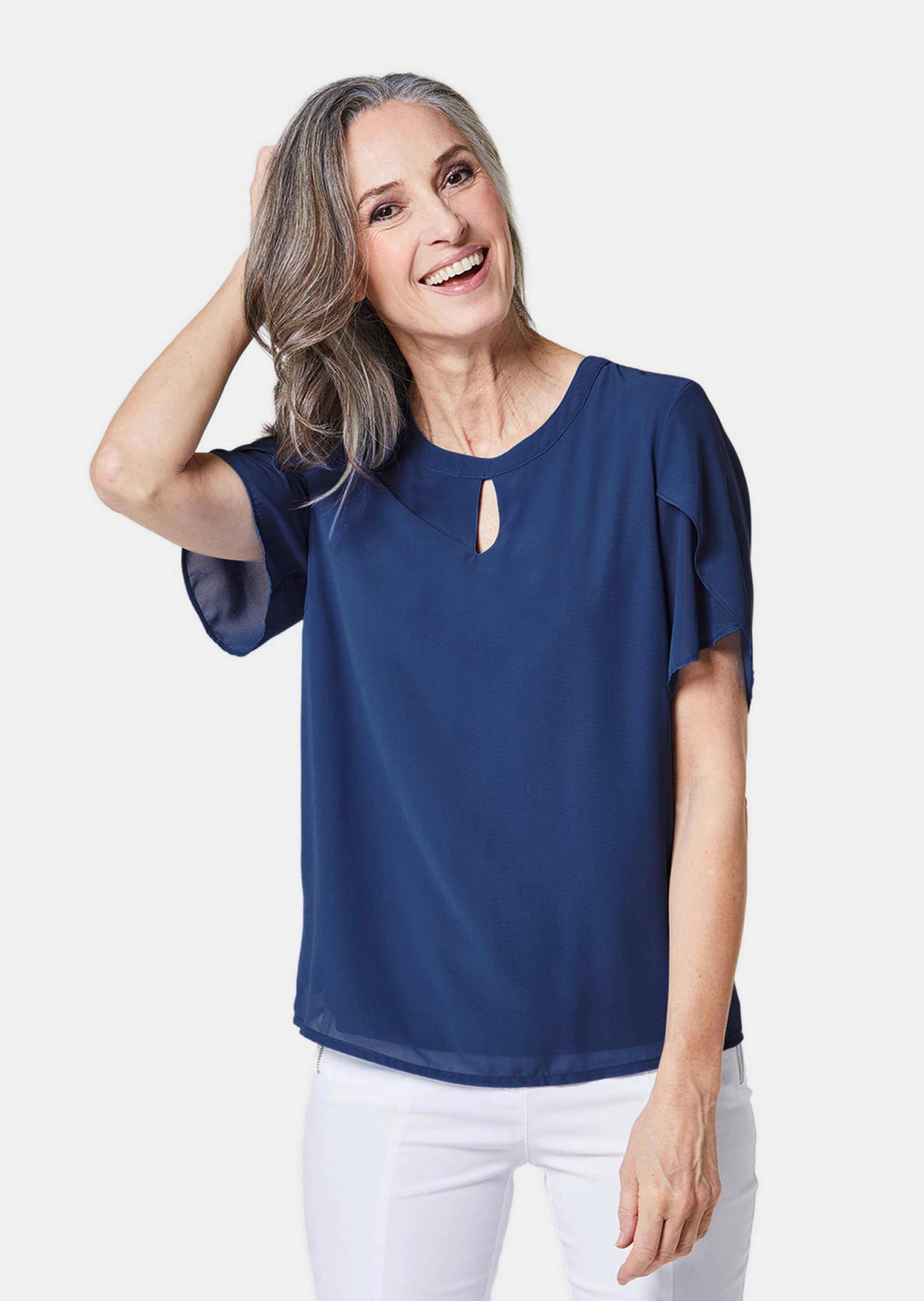 GOLDNER Kurzarmbluse »Bluse Bluse mit aufregender Ärmellösung«