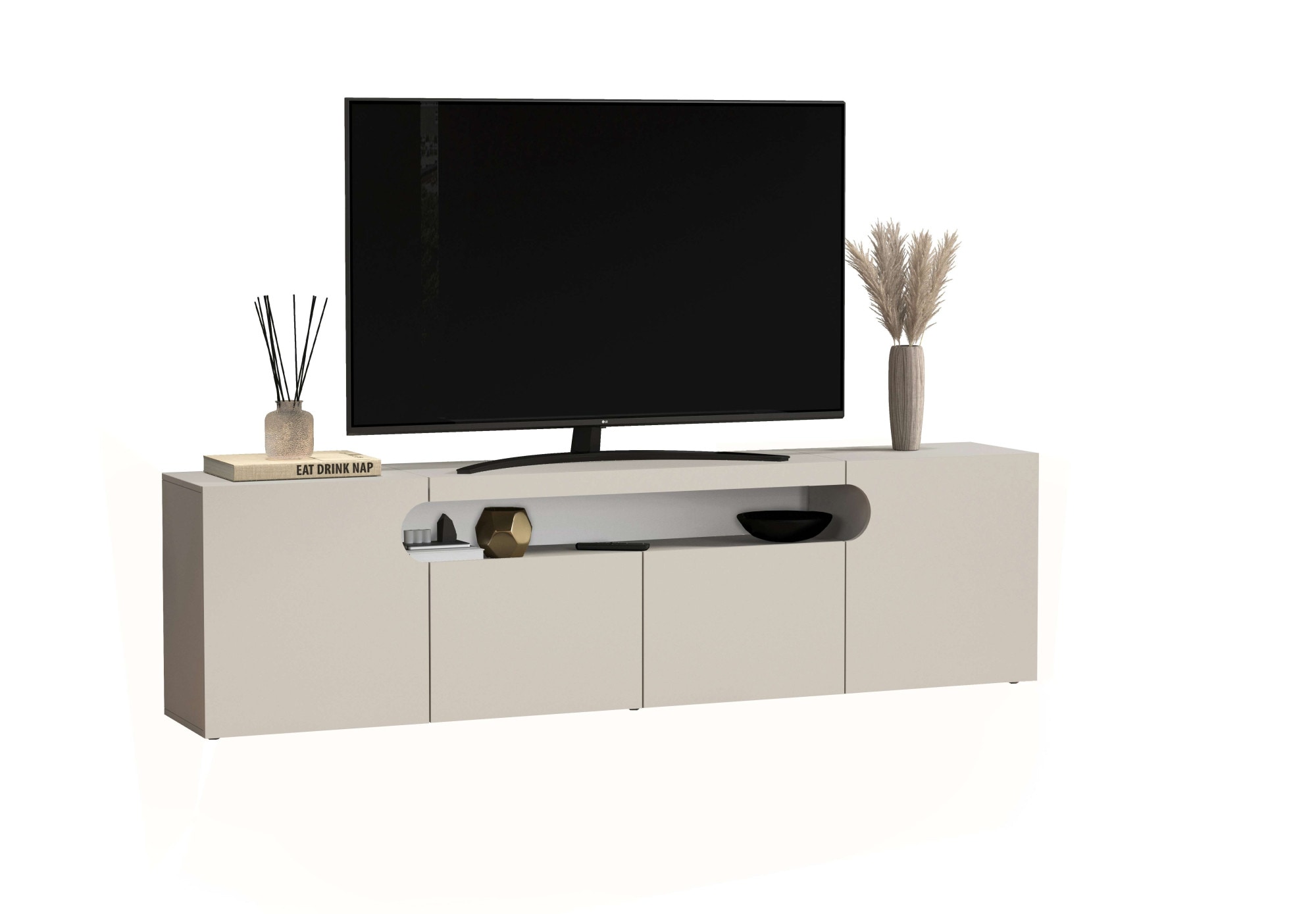 OTTO home Lowboard »REAL,Lowboard,TV-Kommode,TV-Möbel,TV-Bank« 1 Stk. tlg. Mit 4 Türen, davon 2 abgerundet, die ein ovales offenes Fach bilden