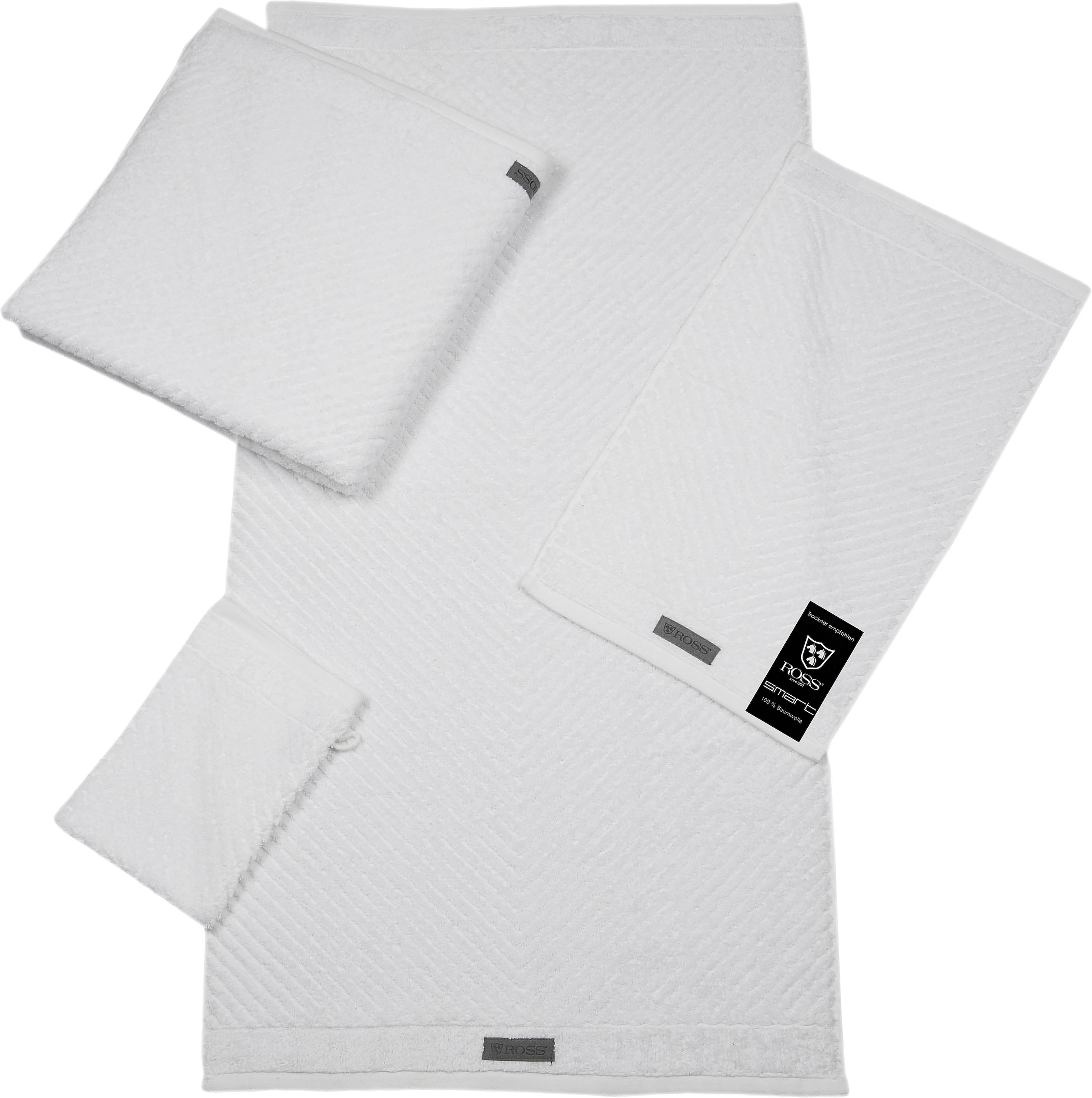 ROSS Handtuch »Smart«, Uni-Rippe kaufen Velourslabel OTTO mit St.), (2 bei