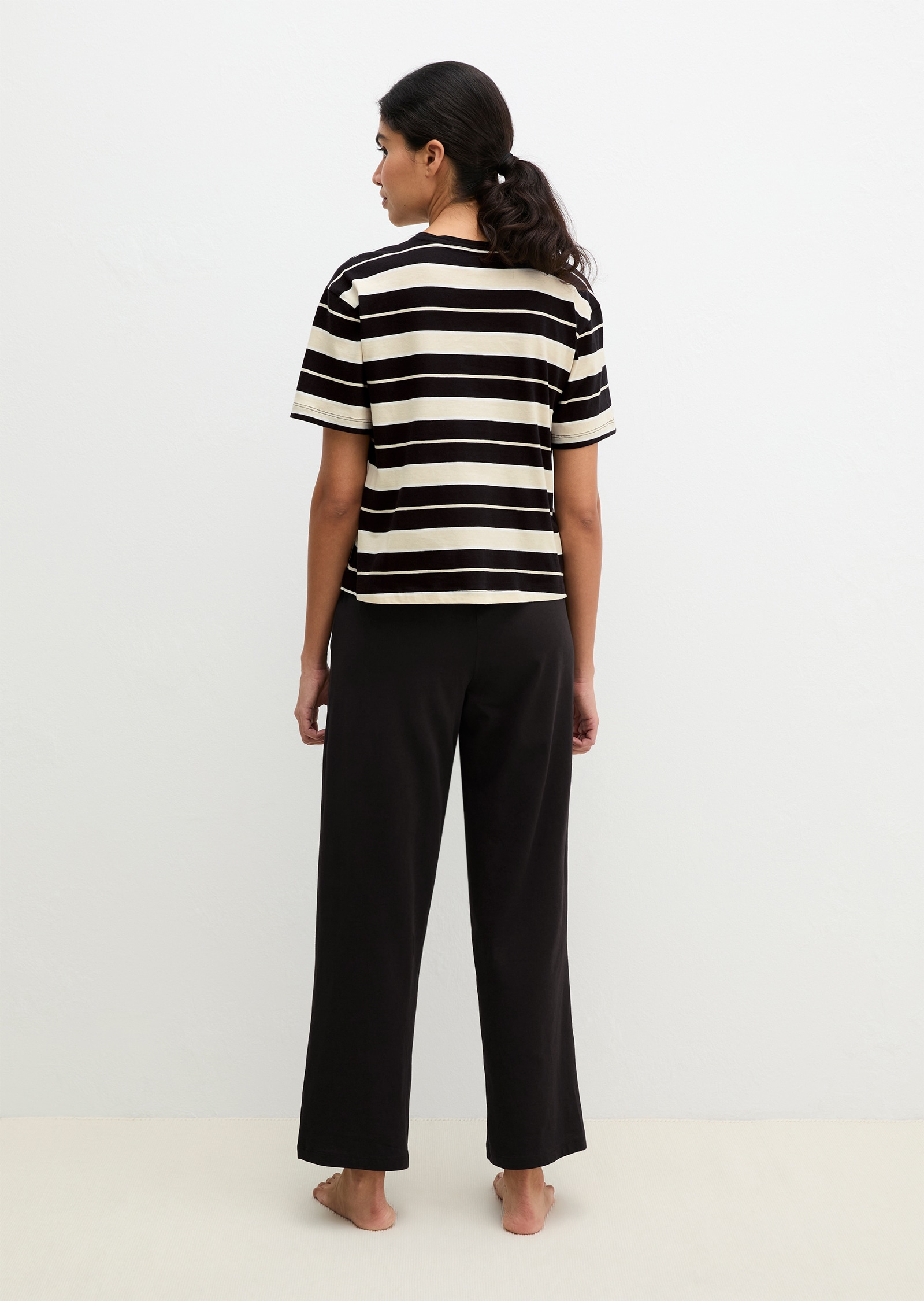 Marc O'Polo Pyjama »Mix N Match Cotton« 2 tlg. mit kurzem Arm, Hose mit Gummizug, Rundhalsausschnitt