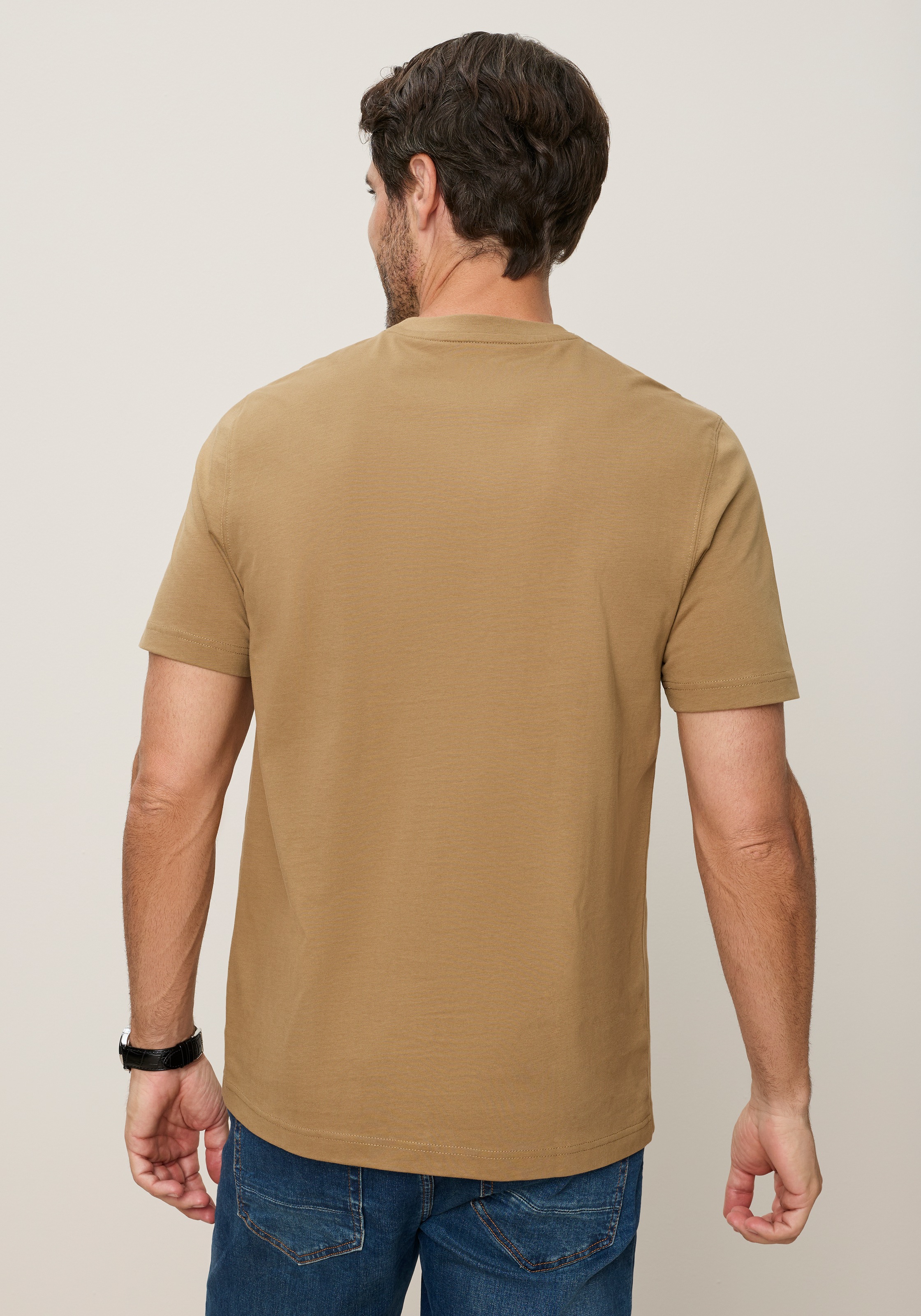 Man's World Rundhalsshirt normale Passform, Kurzarm, bedruckte Optik mit Print-Applikation