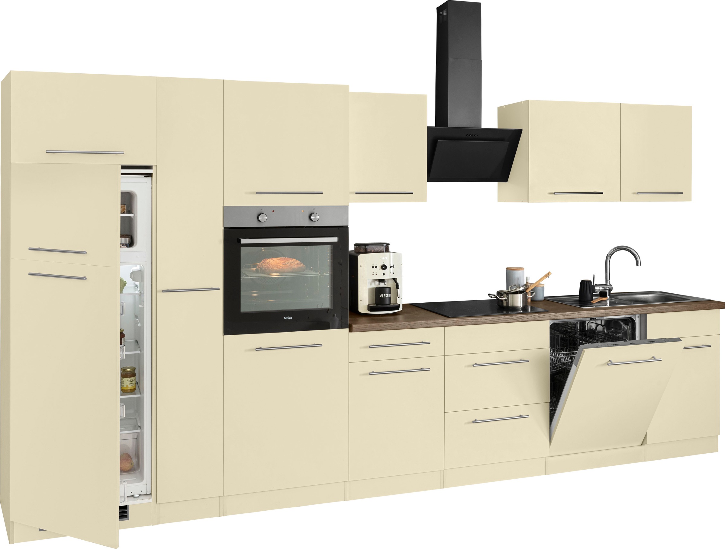 wiho Küchen Küchenzeile »Unna« mit E-Geräten, Breite 370 cm