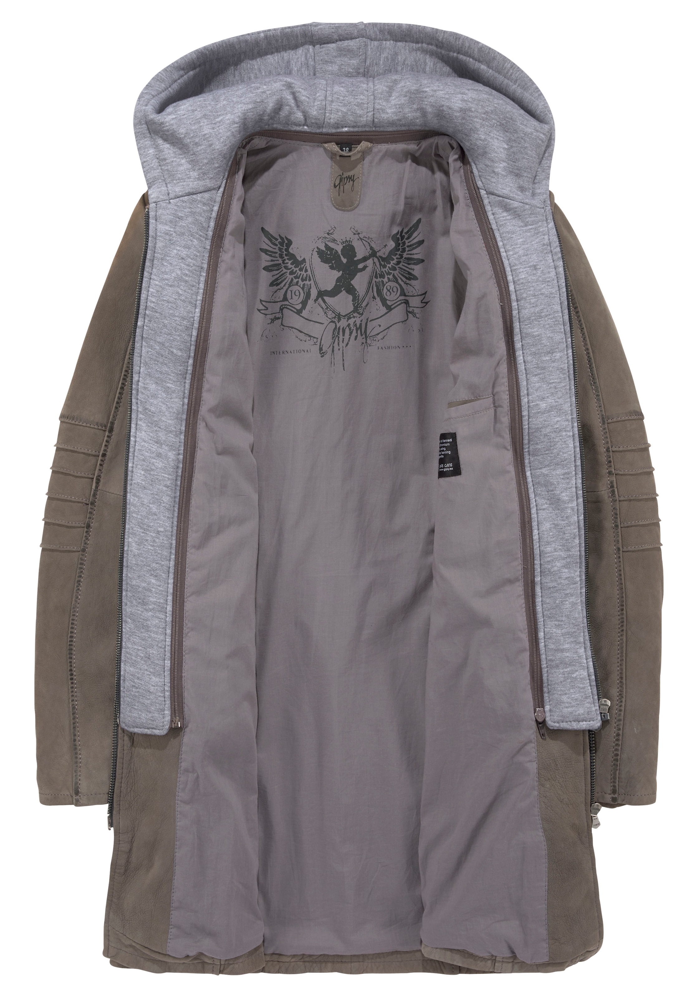 Mauritius Lederjacke »NILAH«, mit Kapuze, mit seitlichen Riegeln in der Taille