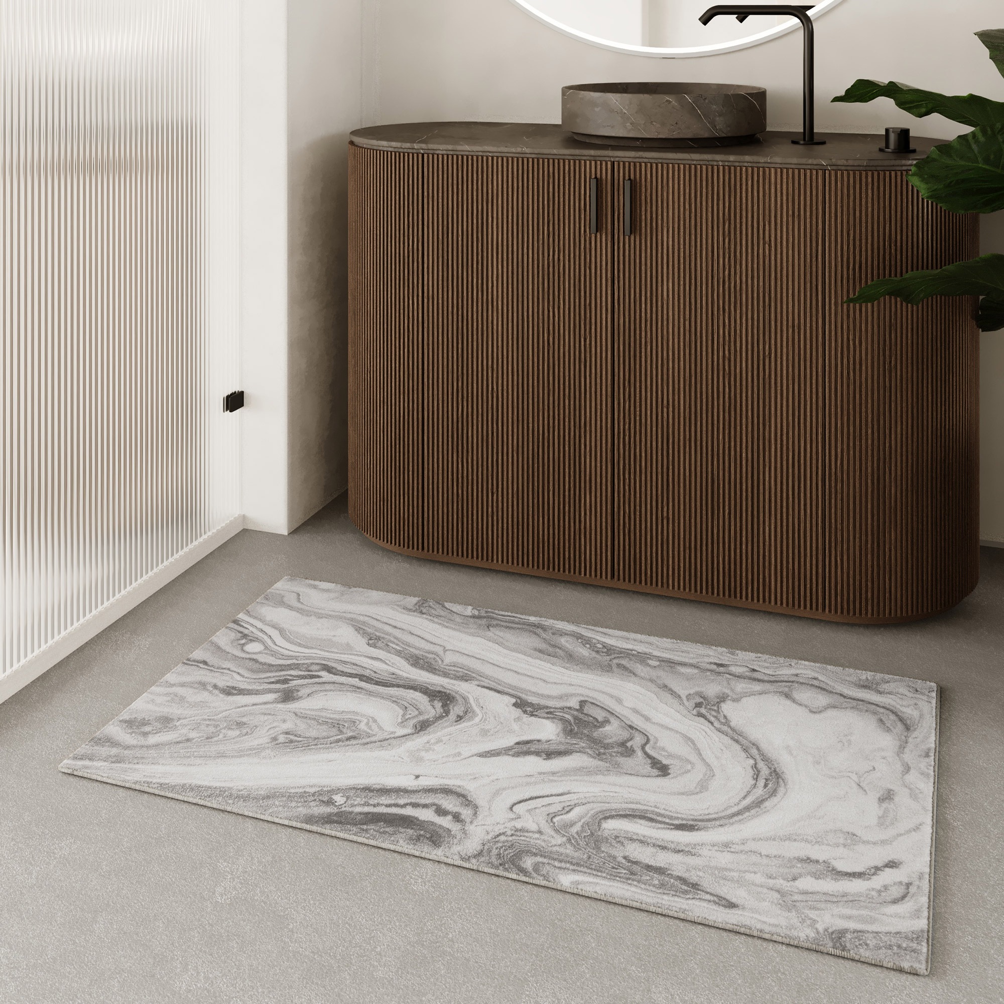 Wecon home Badematte »Jani«, Marmor Design, waschbar, rutschfest, schnell trocknend, Badteppich