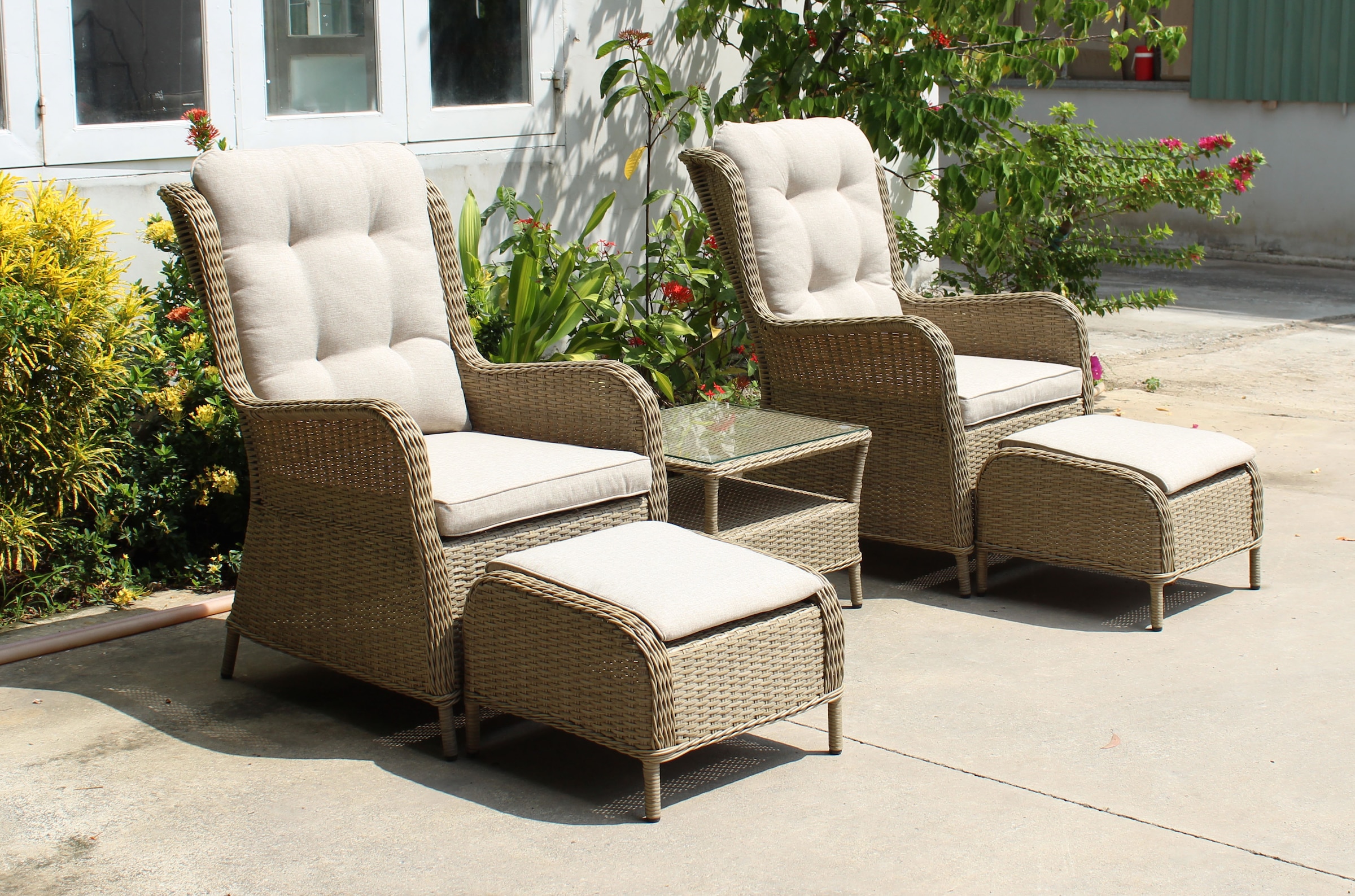 Garden Pleasure Garten-Essgruppe », Sessel-Set »VALENCIA«« Set,  2 Sessel, 2 Hocker, Tisch LxB: 54x43 cm, inkl Auflagen