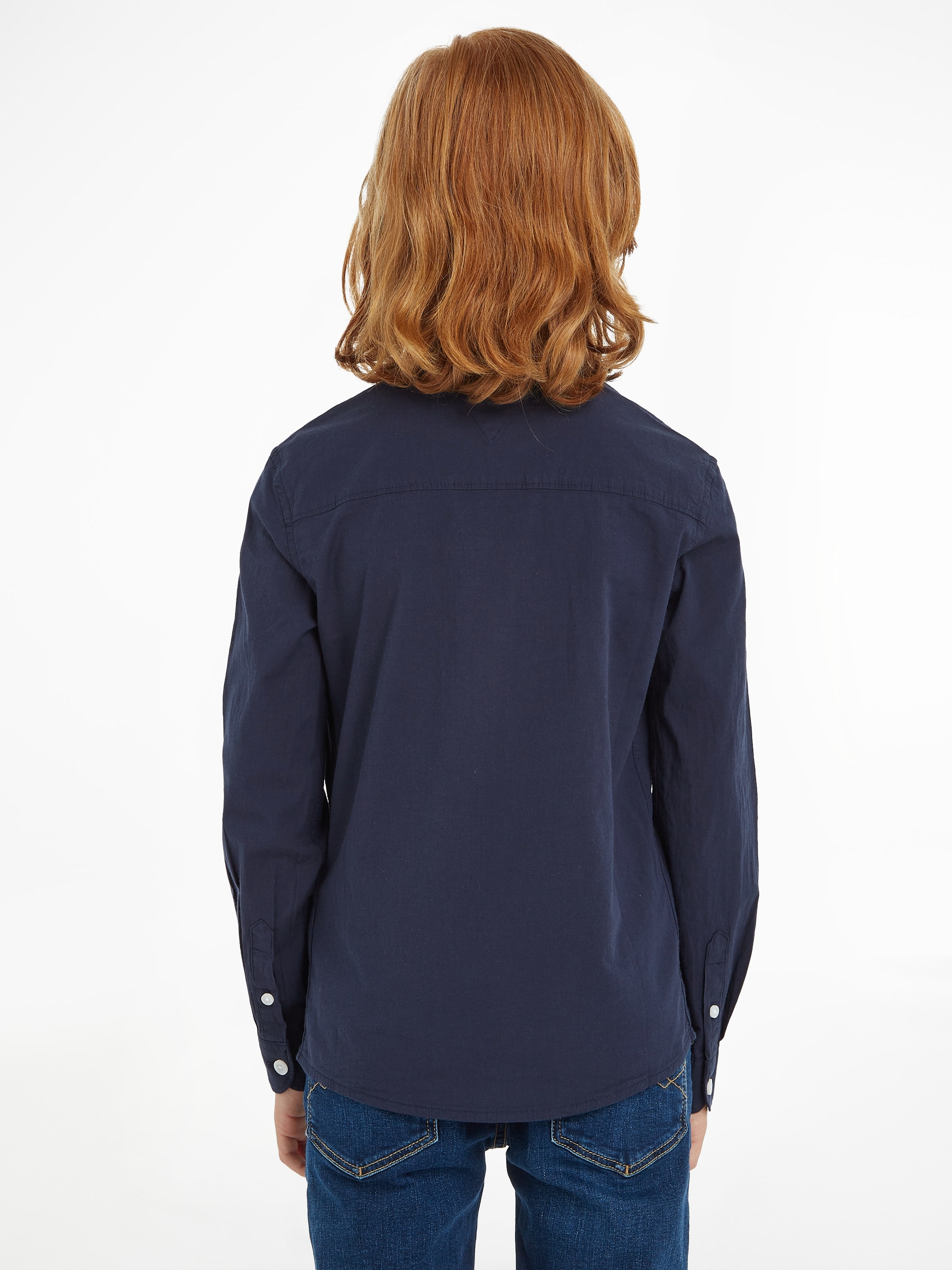 Tommy Hilfiger Langarmhemd »SOLID STRETCH POPLIN SHIRT L/S«, Kinder Kids Junior MiniMe,für Jungen