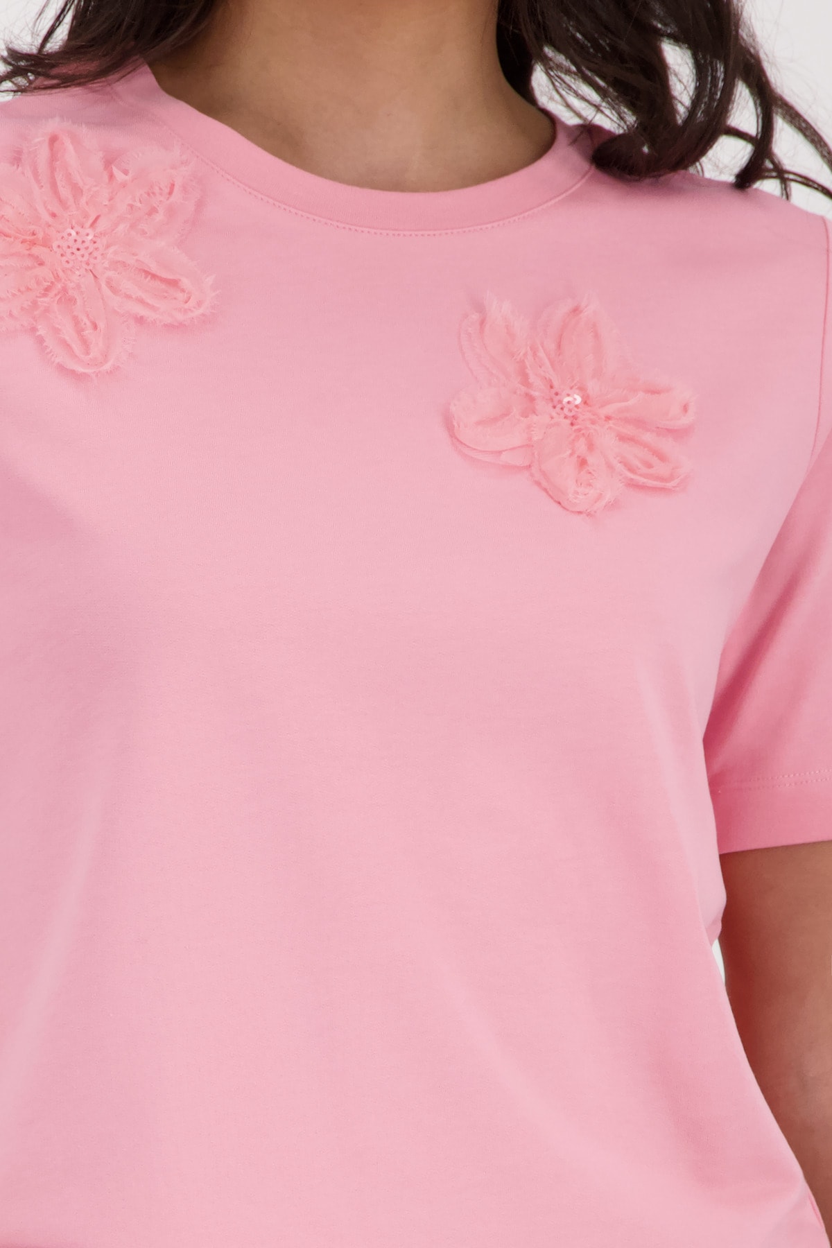 Monari T-Shirt »Shirt 3D Blume« Regular fit mit 3D-Blumen