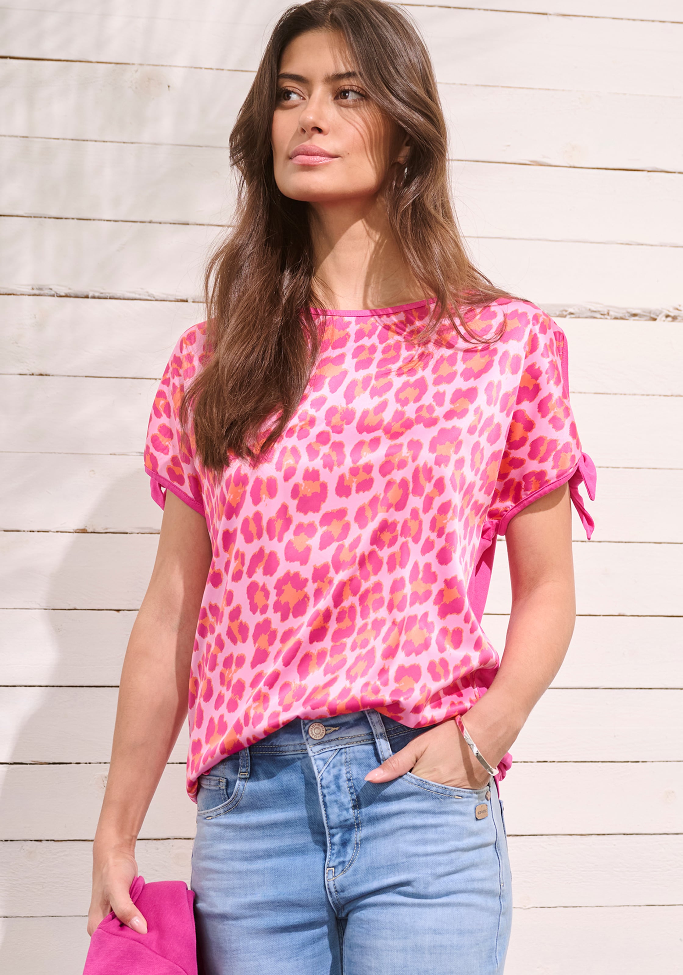 Laura Scott Shirtbluse mit Leoparden-Druck & Bindeband