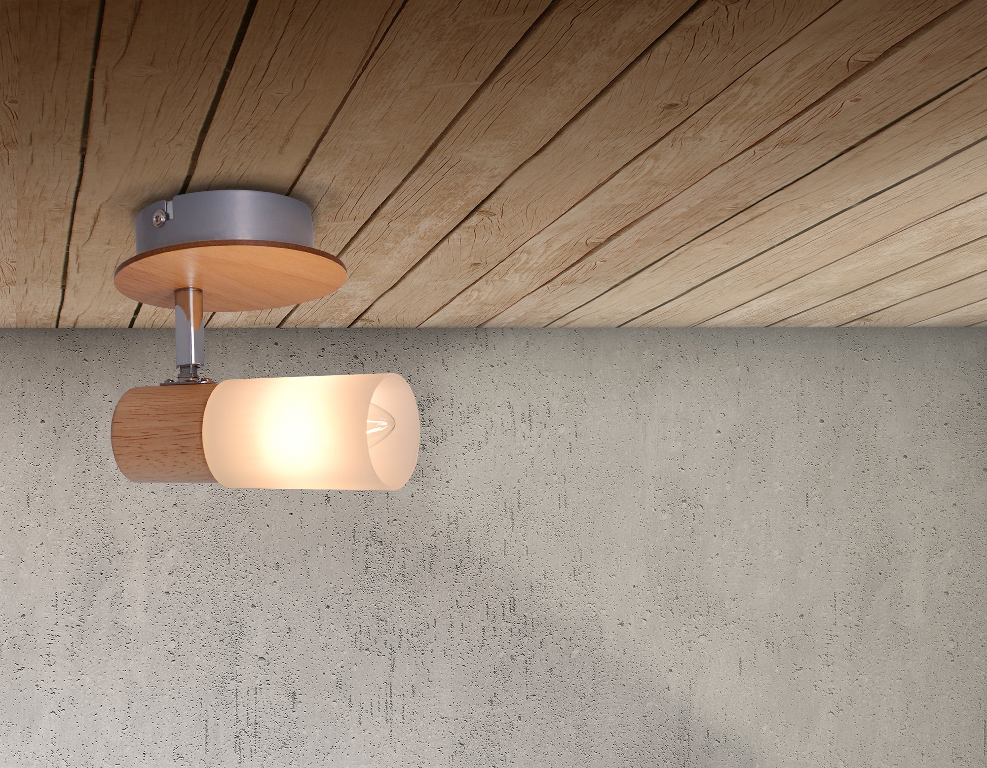 näve Deckenspot »Todtnau«, 1 flammig, Leuchtmittel E14 | ohne Leuchtmittel, Holzart Gummibaum, Spots flexibel verstellbar, E14 max 5W, weiß/natur