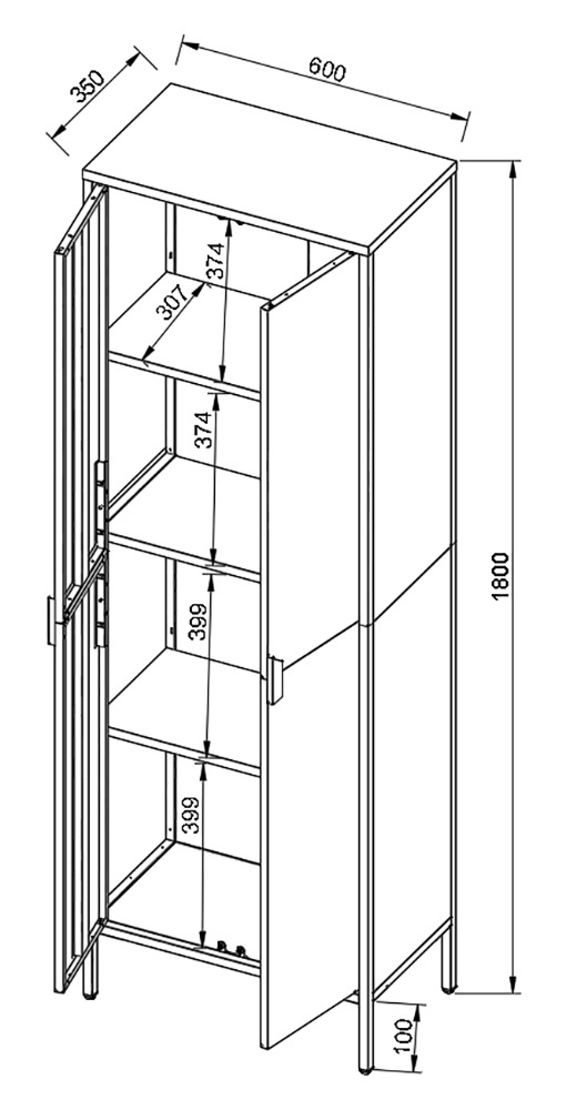VCM Aktenschrank »VCM Büroschrank mit 4 Fächern | Bücherschrank | Metallschrank | Maße ca. H. 180 x B. 60 x T. 35 cm - Flokas XL«, (1 St.)