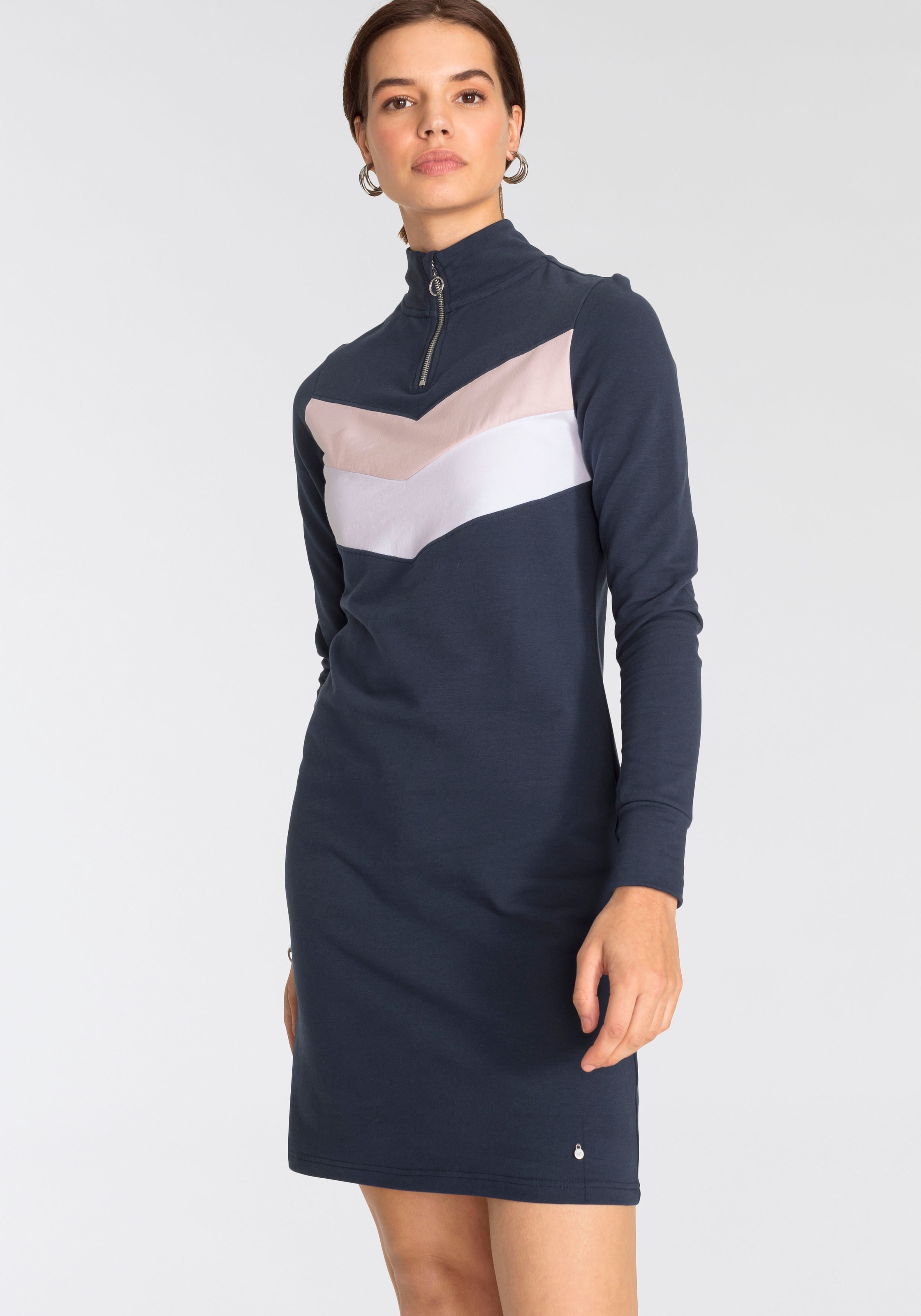 AJC Sweatkleid, mit Stehkragen und V-Coloublocking - NEUE KOLLEKTION