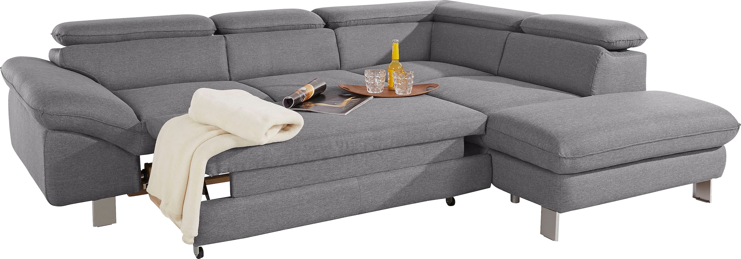 COTTA Polstergarnitur »Driver L-Form«, (Set, 2 tlg.), Set bestehend aus: Ecksofa mit Kopfteilverstellung & Hocker