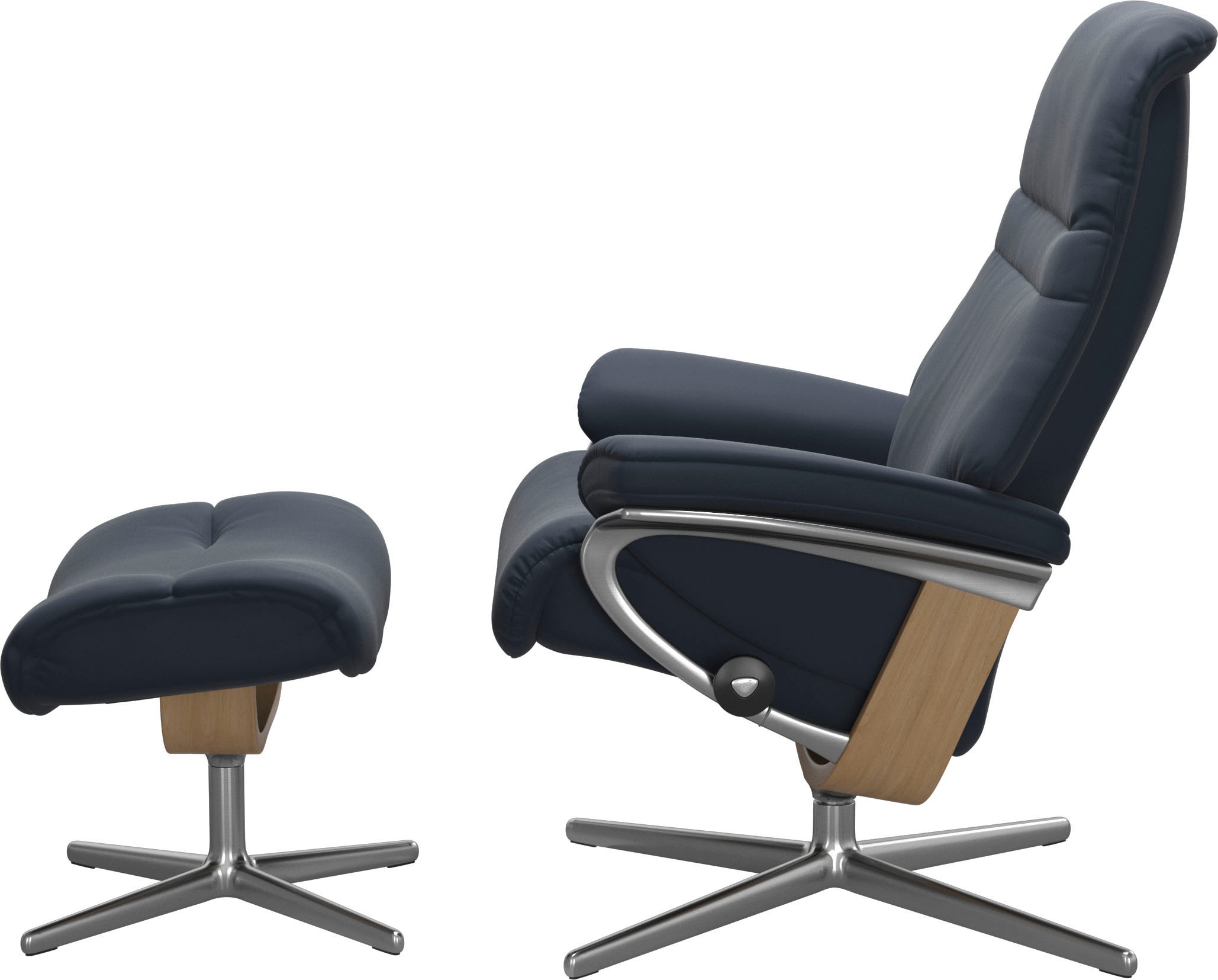 Stressless® Relaxsessel »Sunrise« Set, Relaxsessel mit Hocker,  mit Hocker, mit Cross Base, Größe S, M & L, Holzakzent Eiche