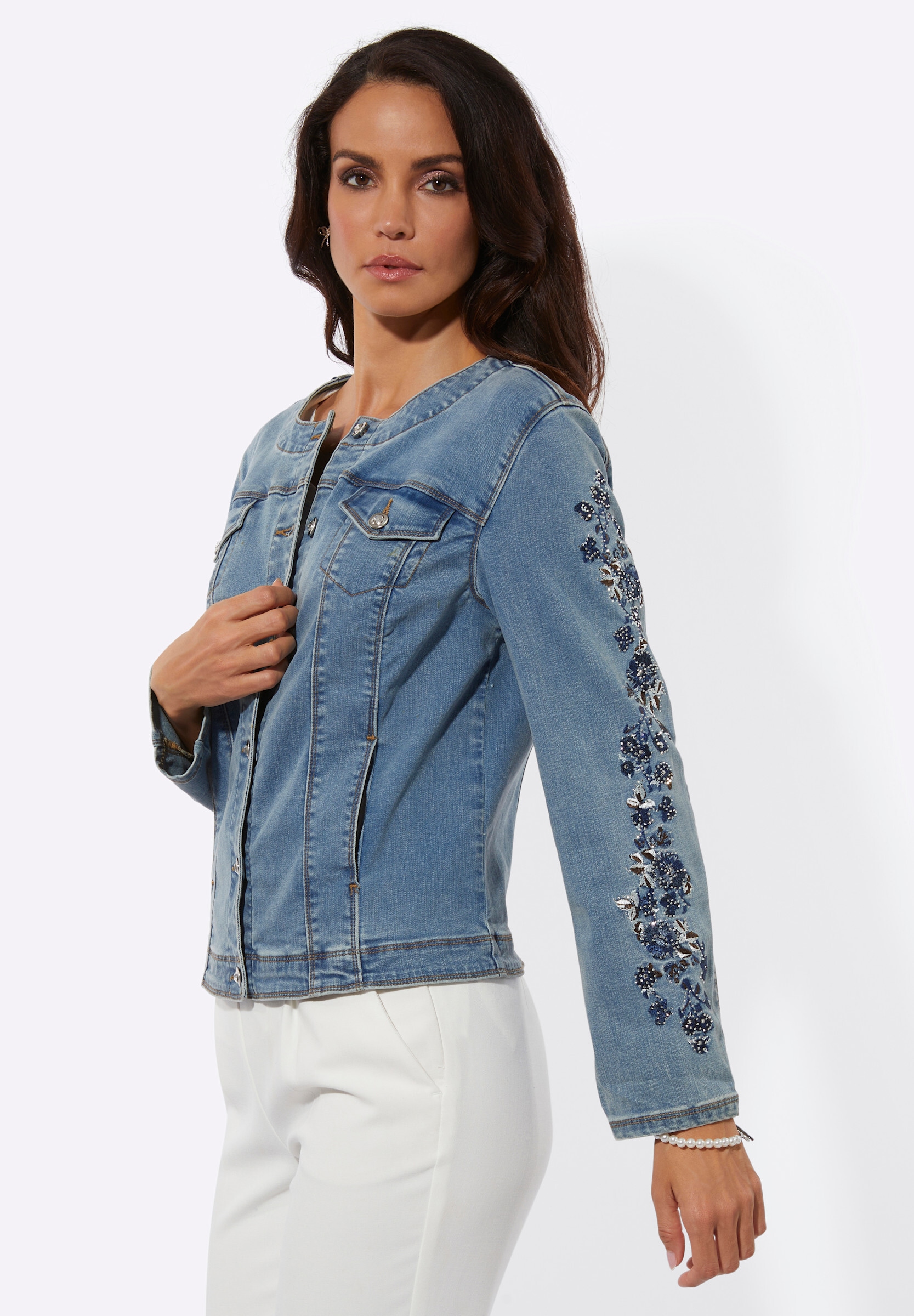 creation L Jeansblazer »Lyocell-Baumwoll-Jeansblazer Jeansblazer mit Baumwolle«