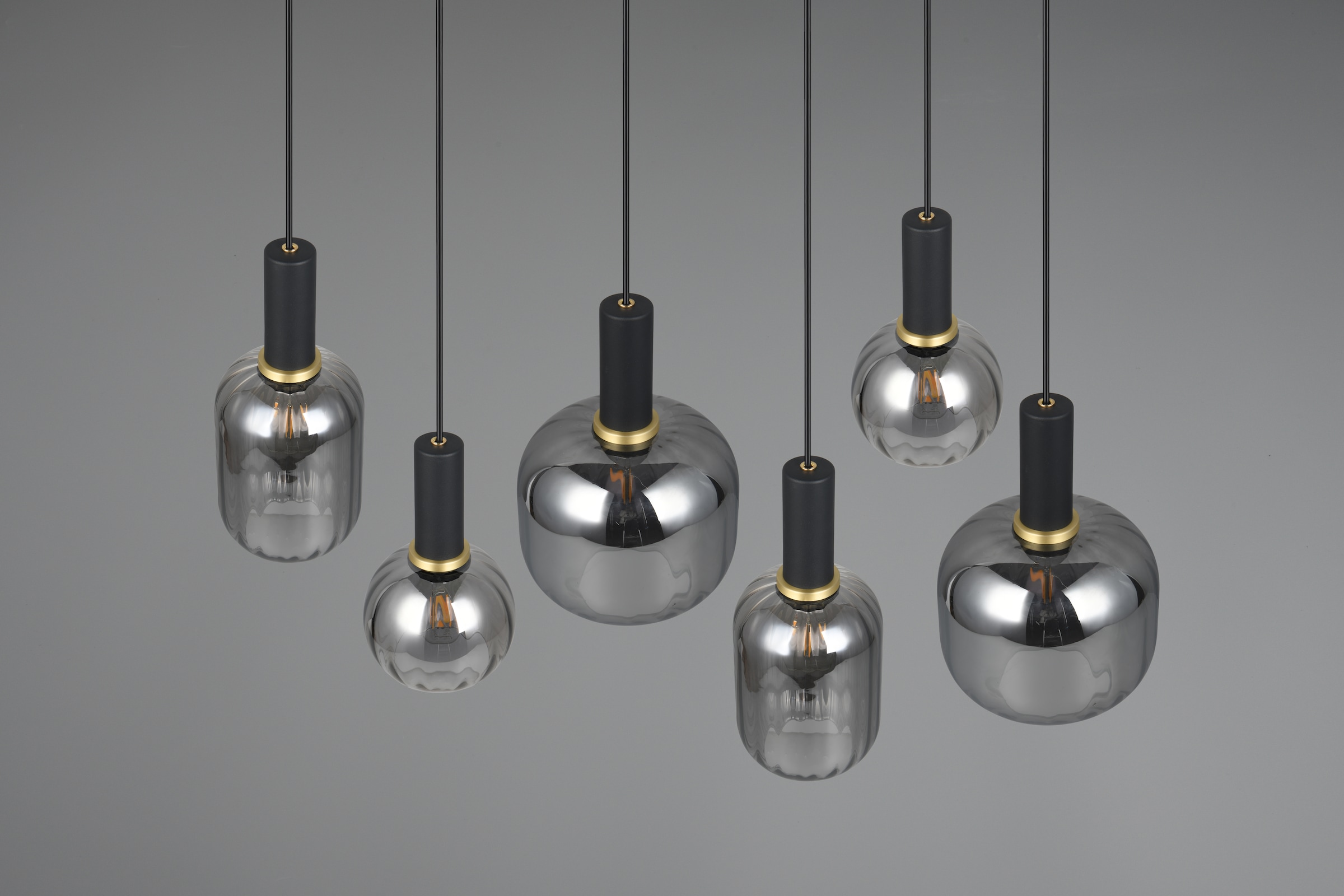 TRIO Leuchten Pendelleuchte »DIVA, E27 Hängelampe 6-flammig mit Glasschirm, exkl 6xE27 max 10W« E27 1 Stk. warmweiß - kaltweiß höhenverstellbar bis max 150cm Hängeleuchte 92x35 cm Wohnzimmer Küche