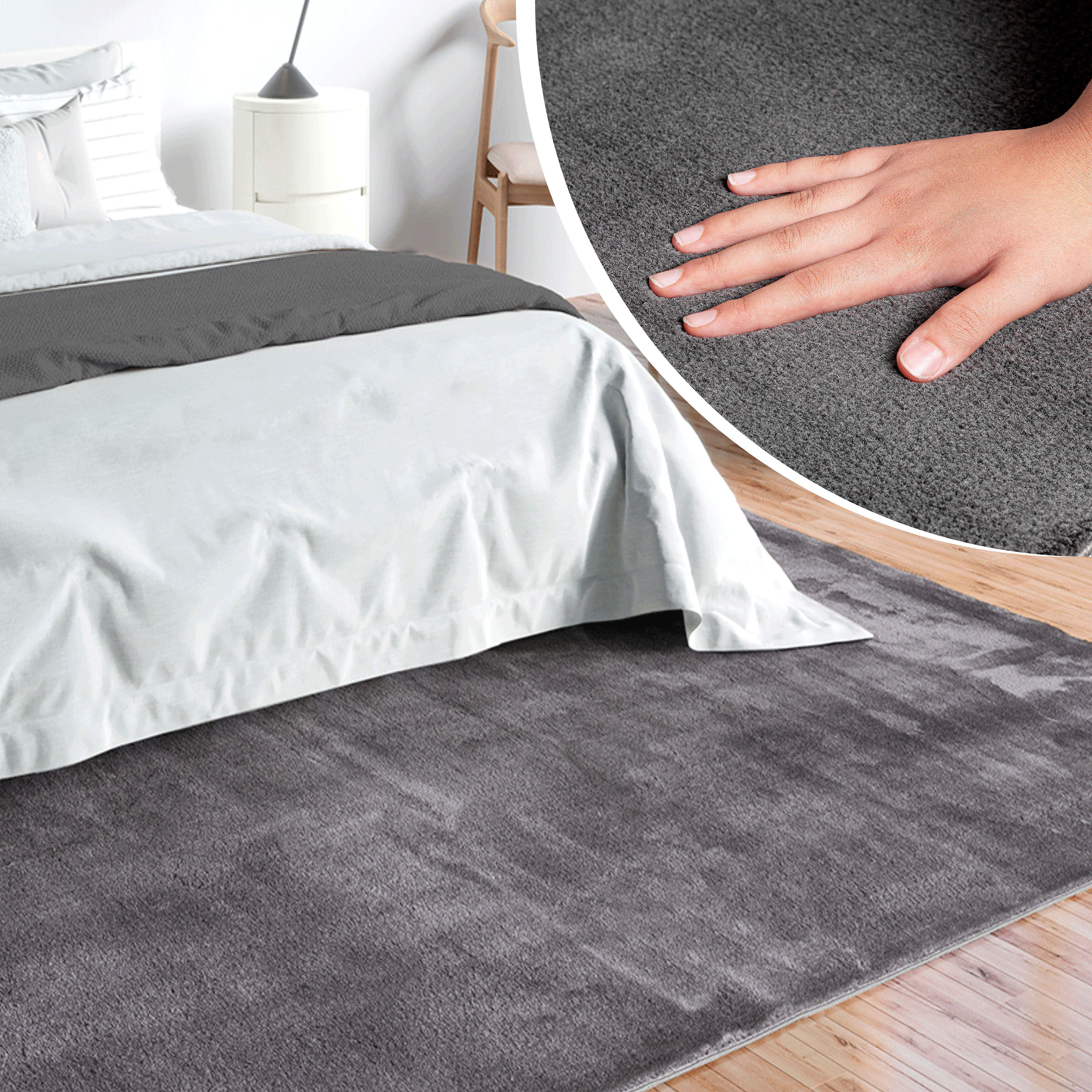 Merinos Teppich »Loft 37, Kunstfellteppich« rechteckig 16 mm Höhe weich und kuschelig, Fell Haptik, Anti-Rutsch-Unterseite in grau