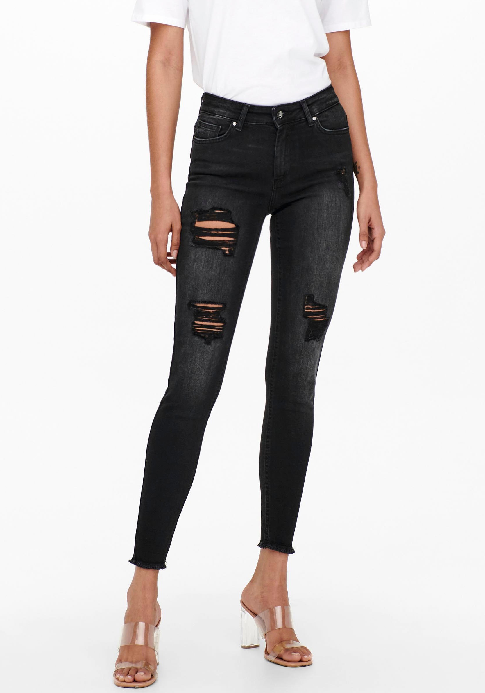 Only Ankle-Jeans »ONLBLUSH MID SK RAW ANK DEST«