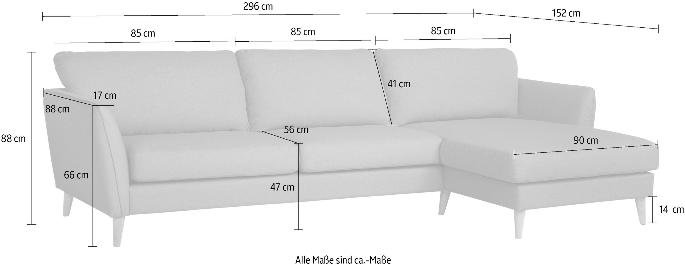 Home affaire Ecksofa »Meersburg, L-Form,«, mit Holzfüßen