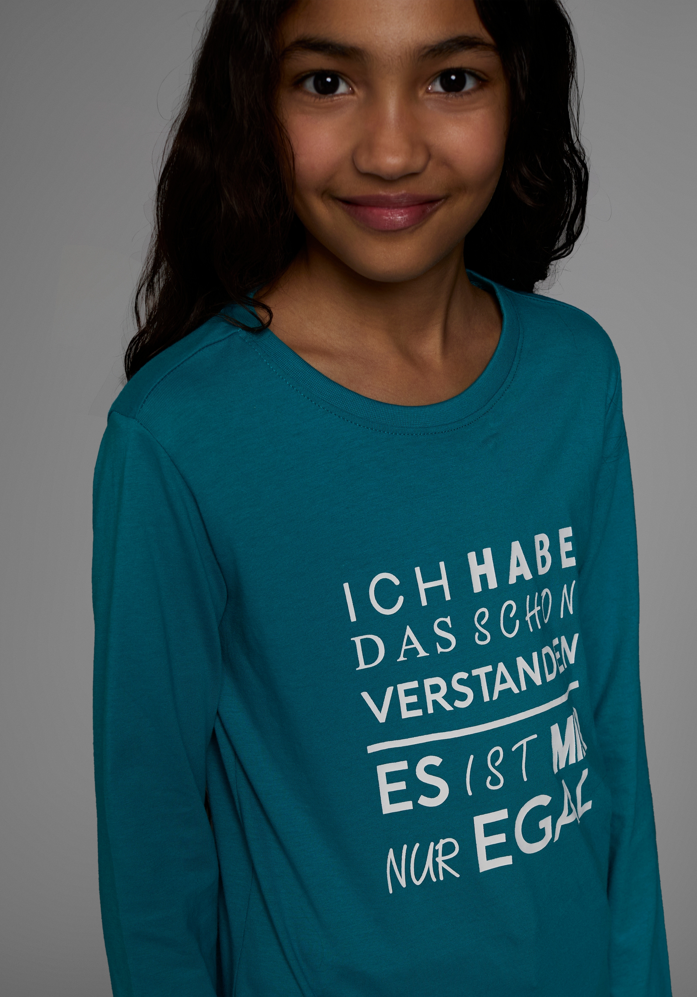 KIDSWORLD Langarmshirt »Ich hab das schon verstanden - es ist mir nur egal«, Langarm, Basic-Passform, mit Statements/Sprüchen